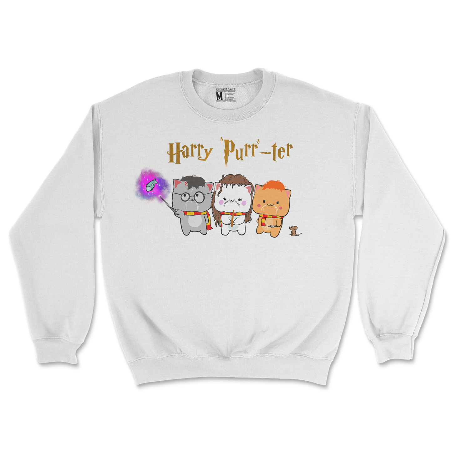 Gildan SoftStyle Crew Neck Harry Purrter in White