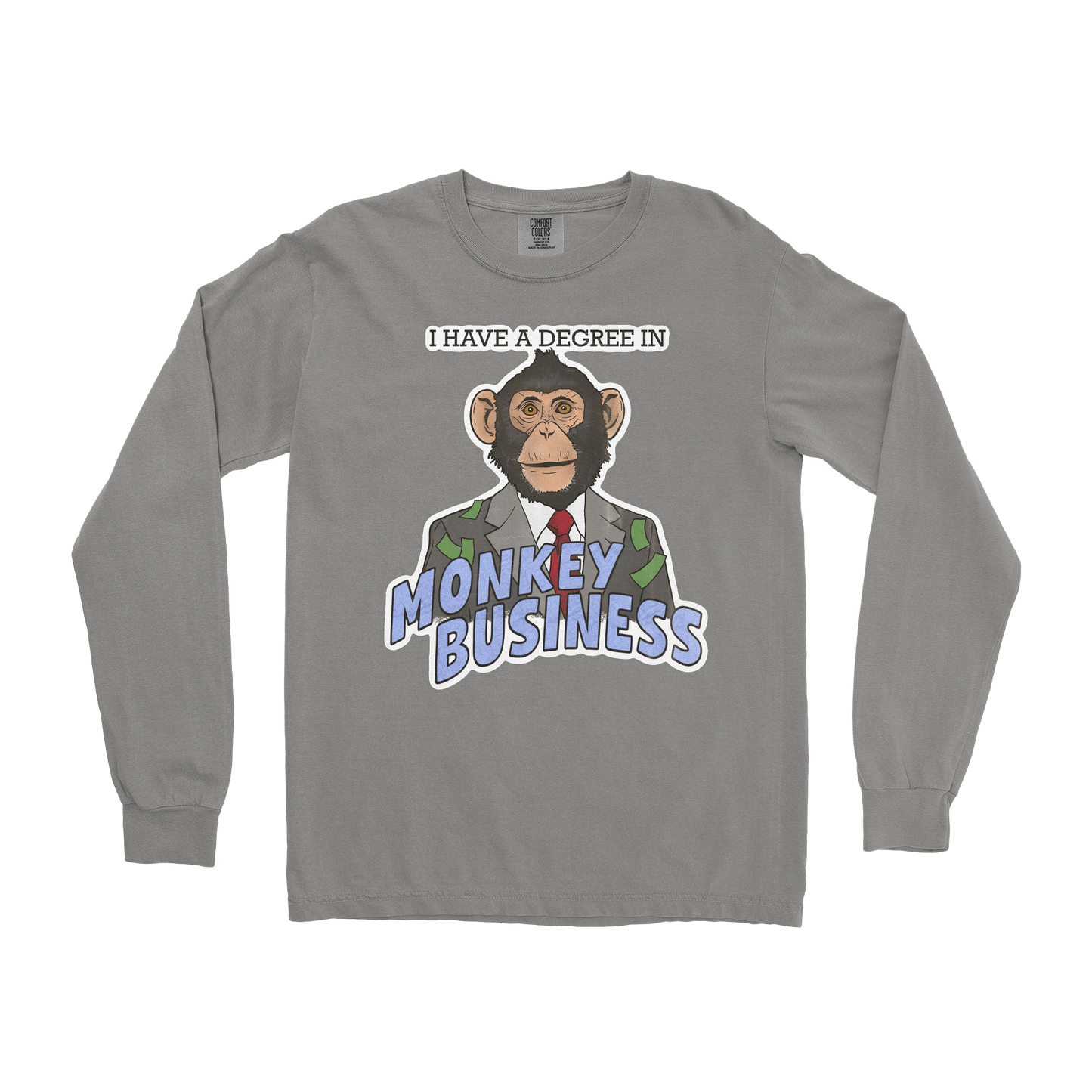 Comfort Colors Long Sleeve Monkey Business in Grey