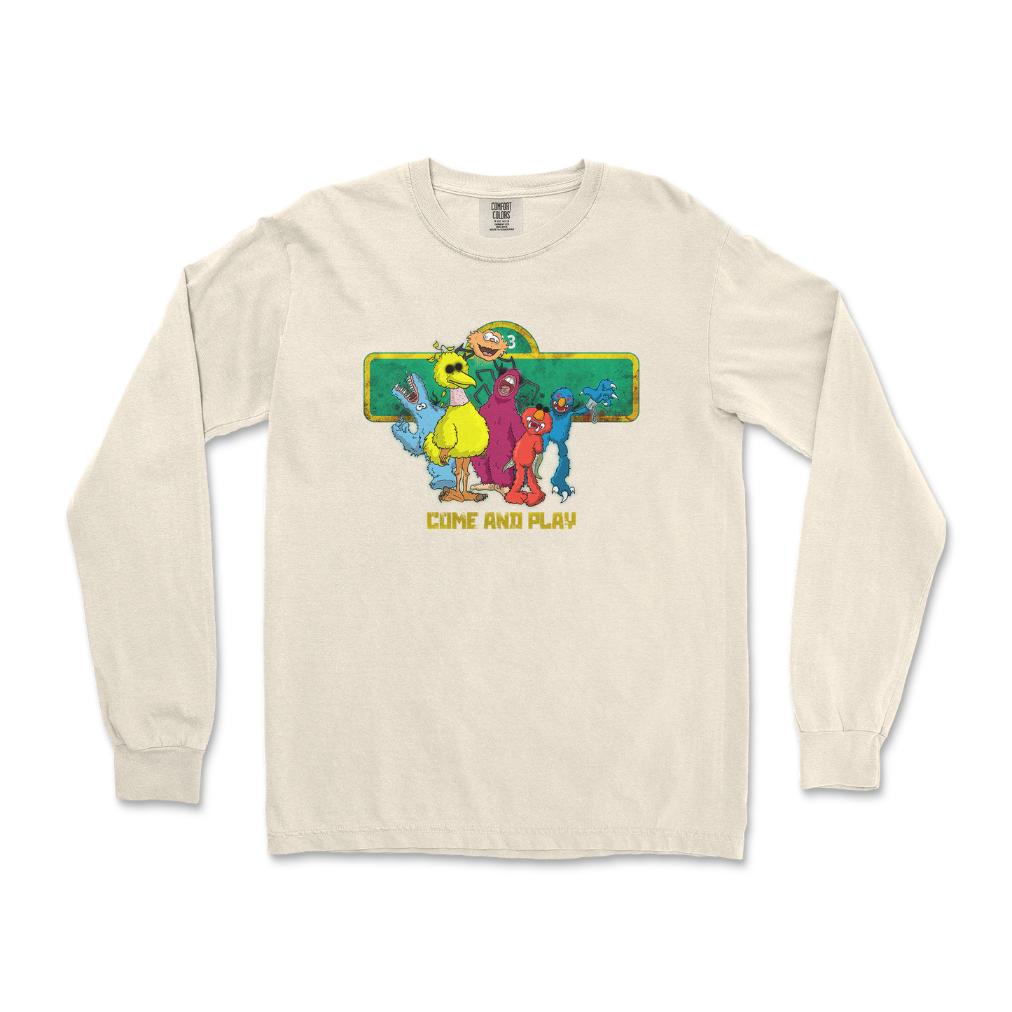 Comfort Colors Long Sleeve Cursed Sesame Street in Ivory