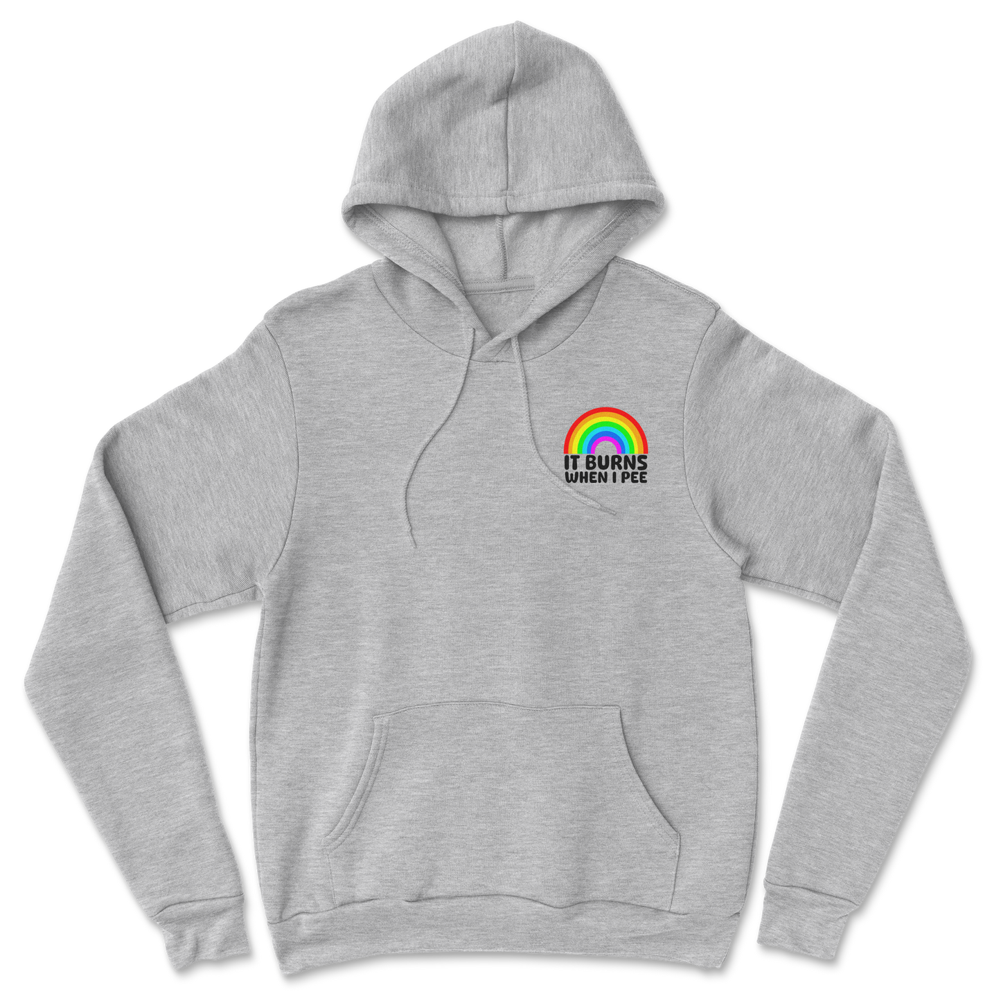 Gildan SoftStyle Hoodie Burns When I Pee in Grey-Heather