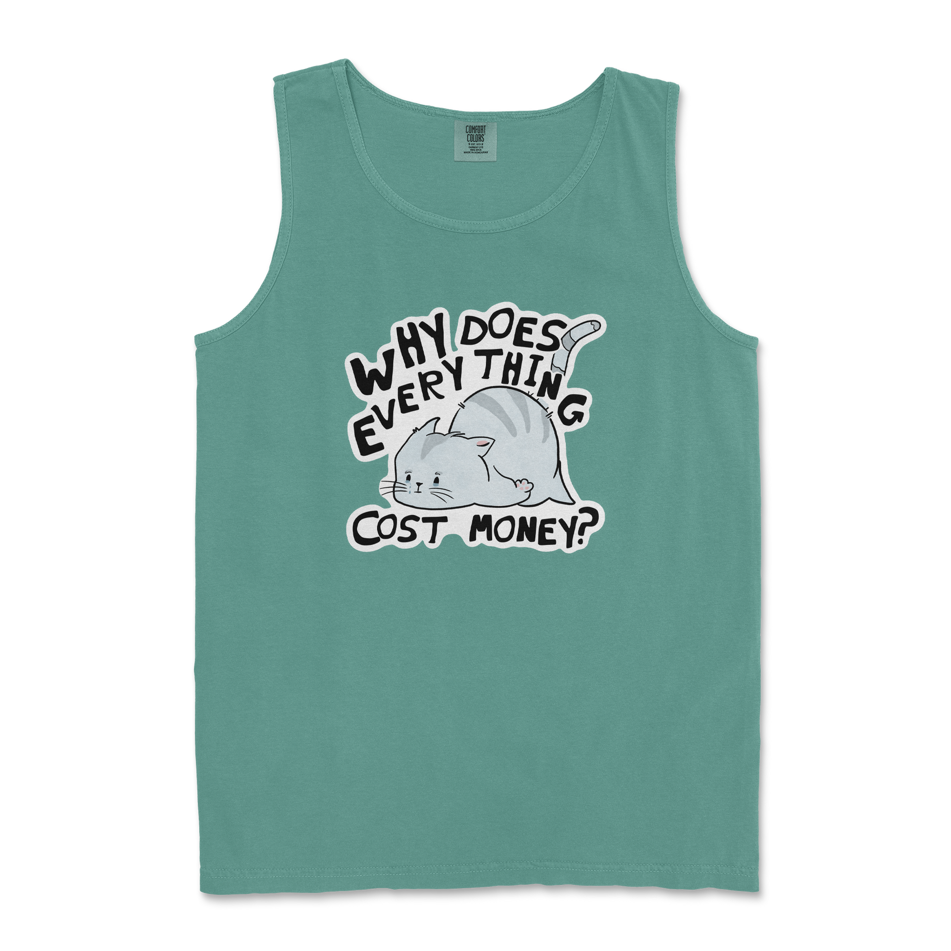 Comfort Colors Tank Top Broke Cat in Light Green