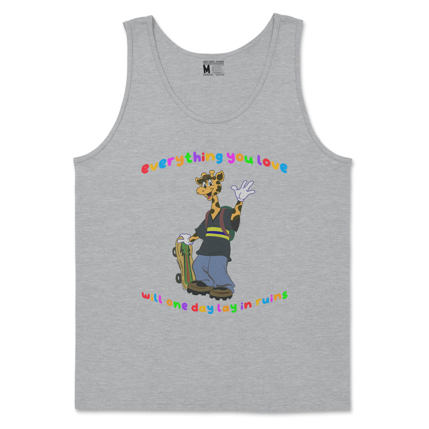 Gildan SoftStyle Tank Top Jerry the Giraffe in Sports Grey
