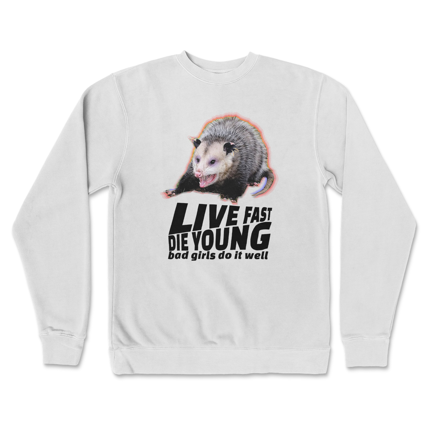 Independent Clothing Co. Crew Neck Live Fast Die Young in White