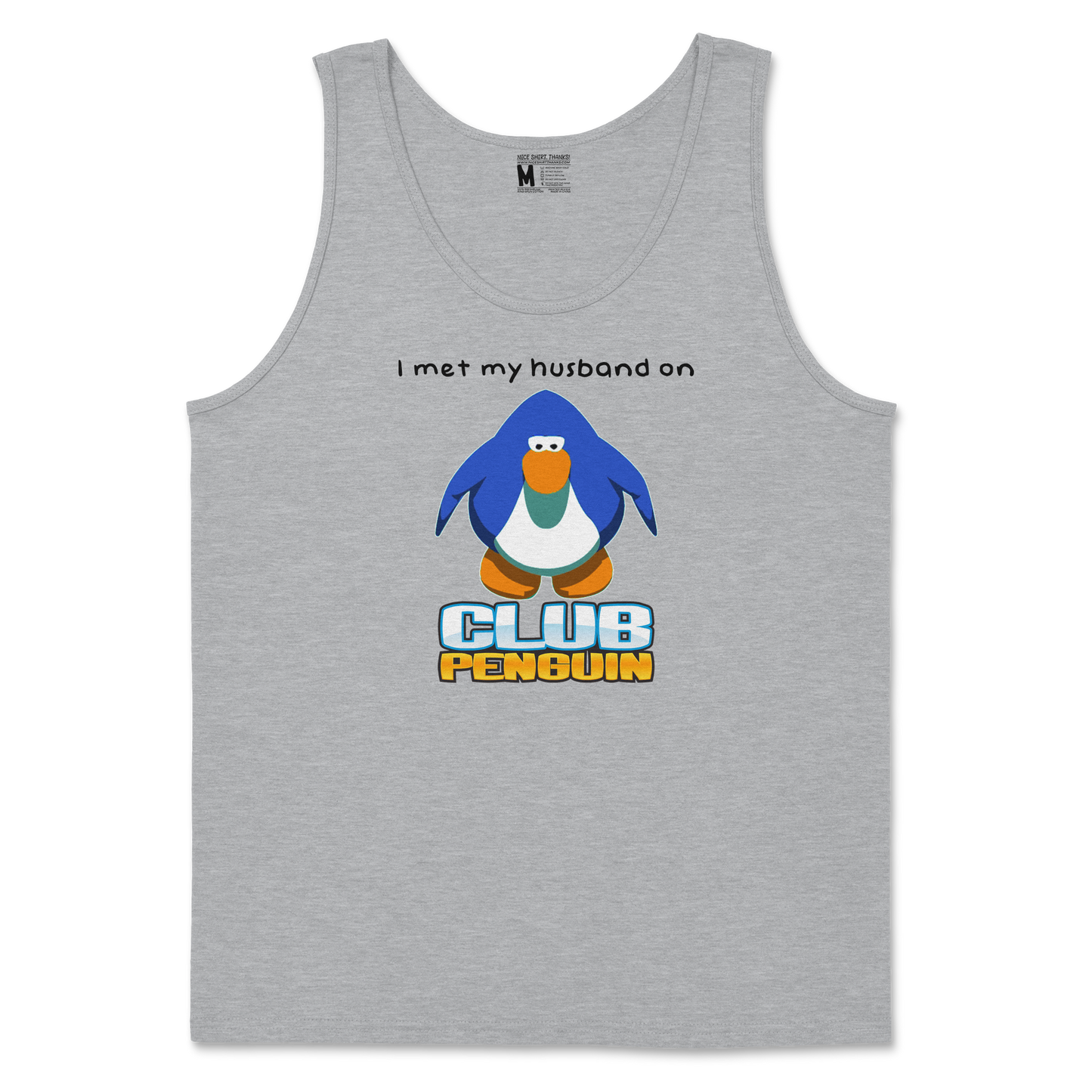 Gildan SoftStyle Tank Top Club Penguin Husband  in Sport-Grey