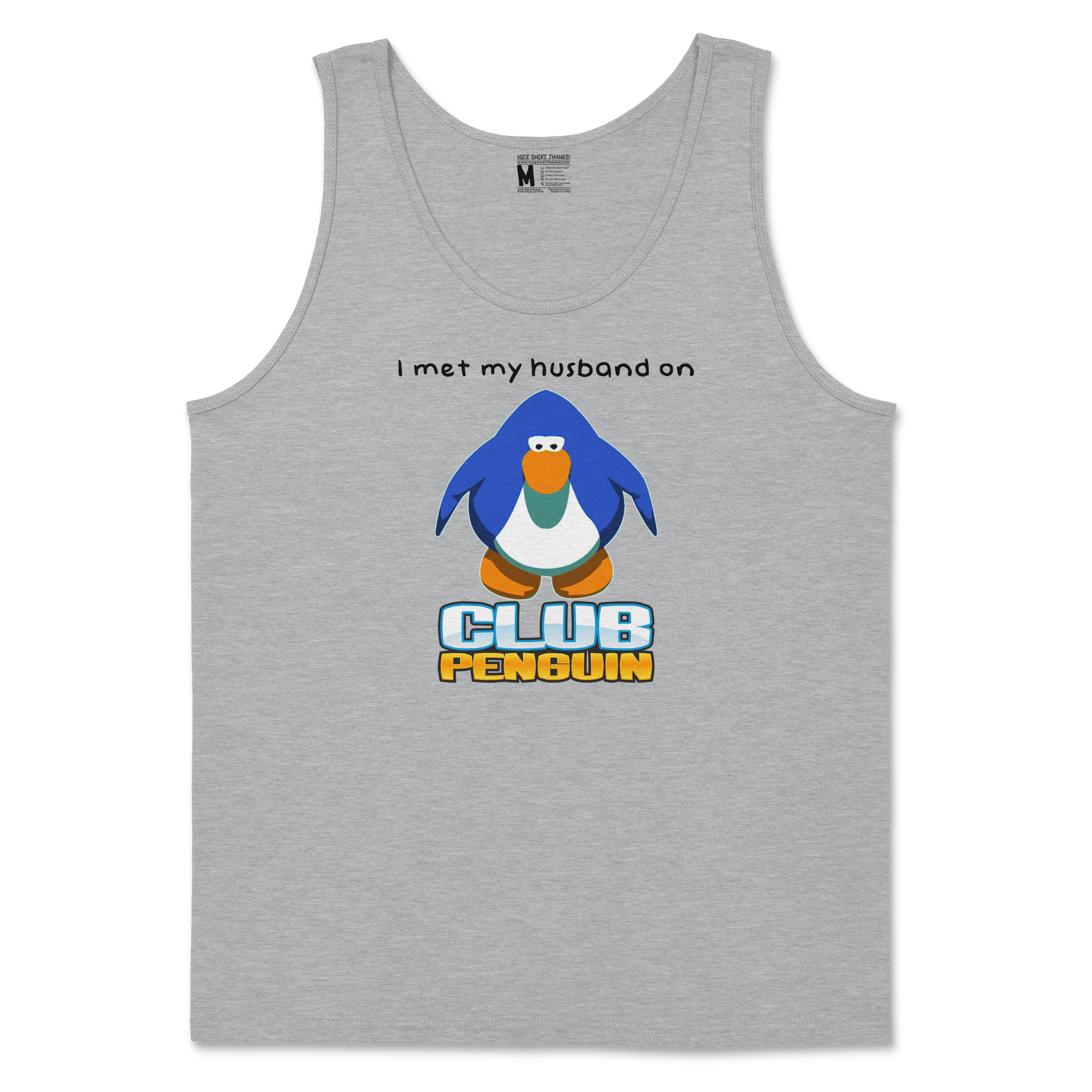 Gildan SoftStyle Tank Top Club Penguin Husband  in Sport-Grey