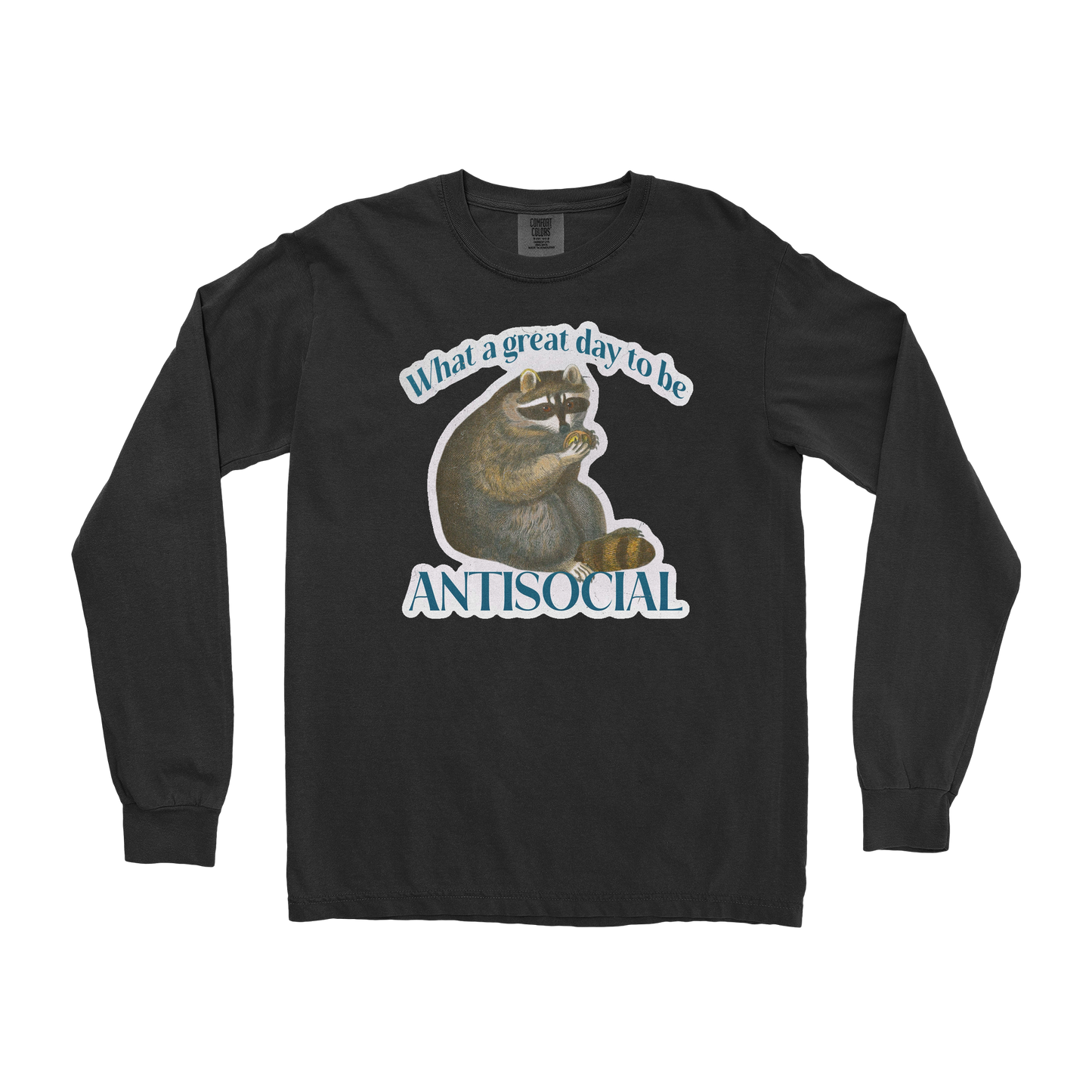 Comfort Colors Long Sleeve Antisocial in Black