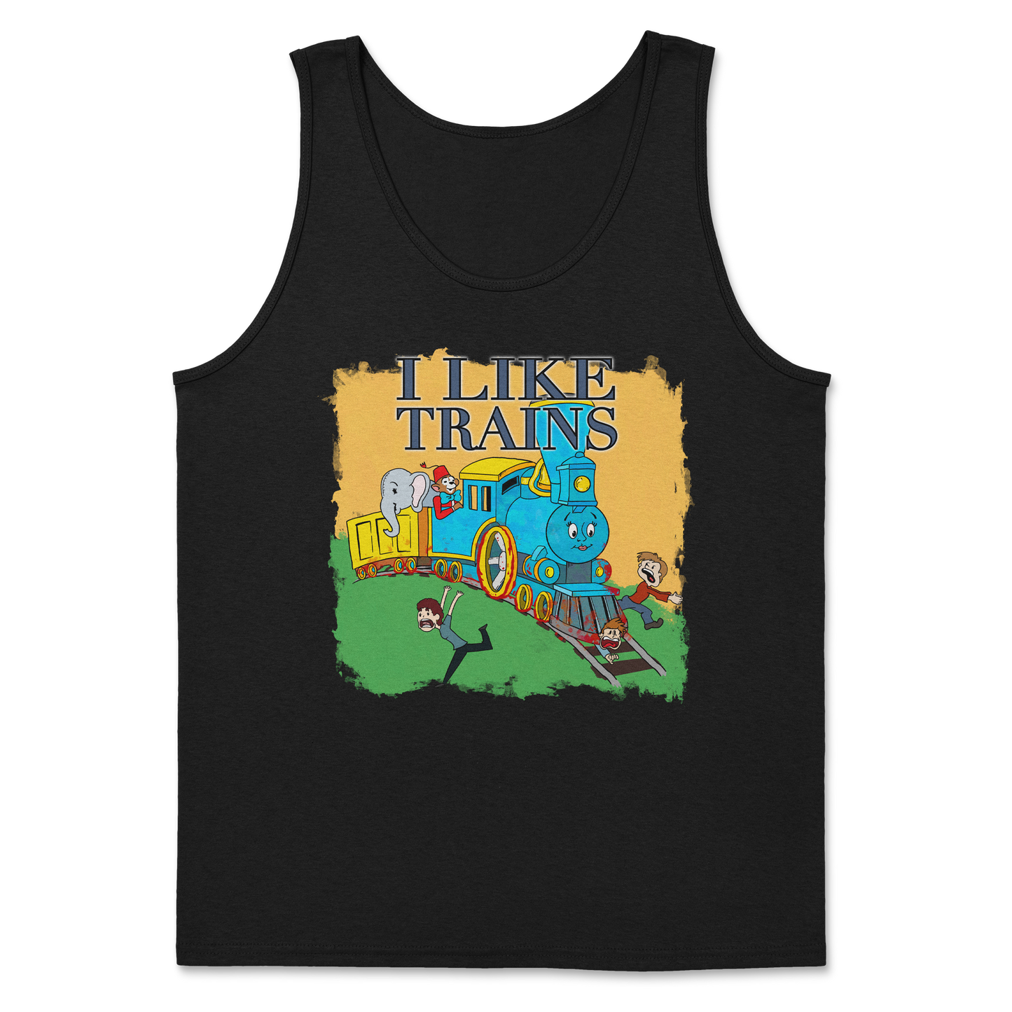 Heavy Blend Tank Top I Like Trains in Black