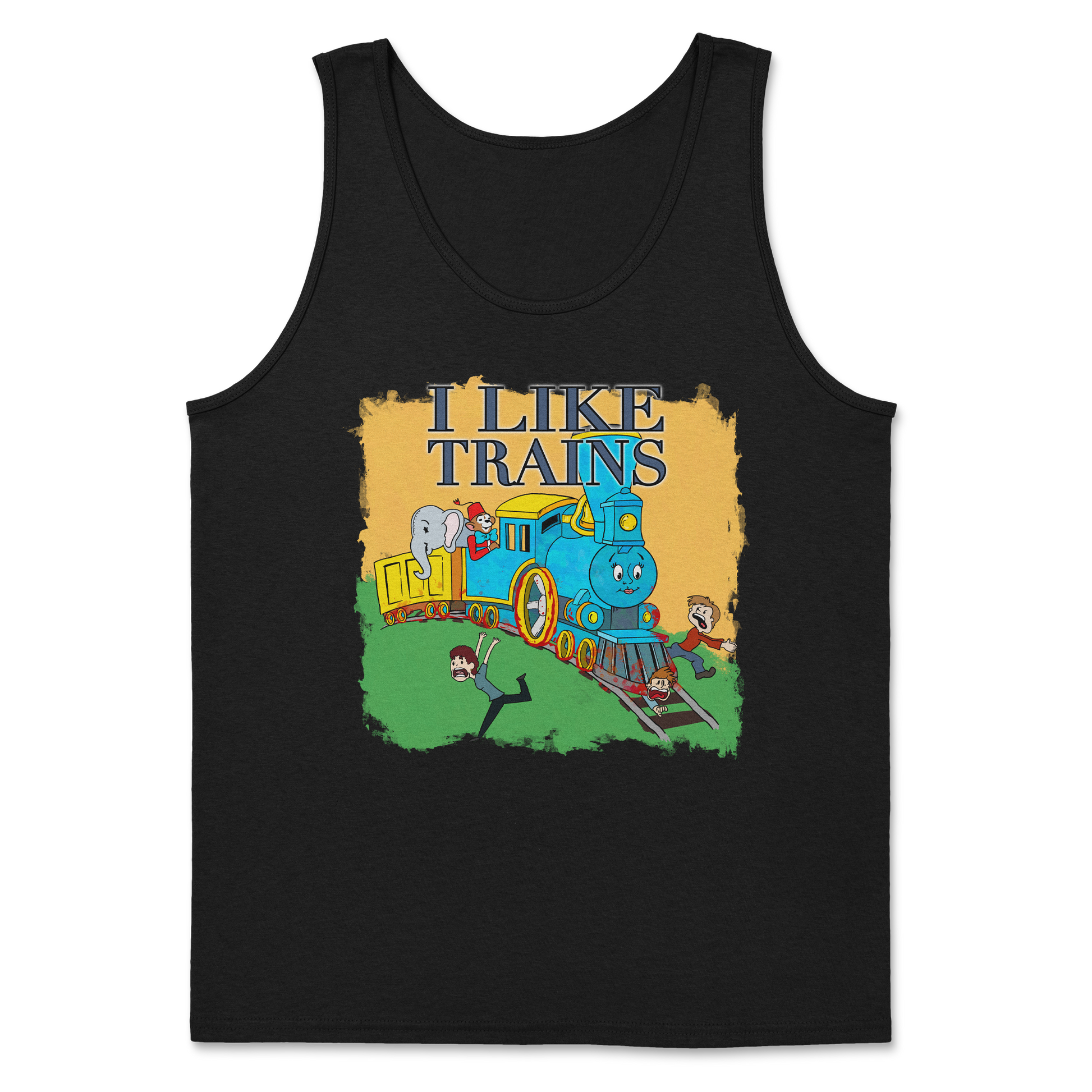 Heavy Blend Tank Top I Like Trains in Black