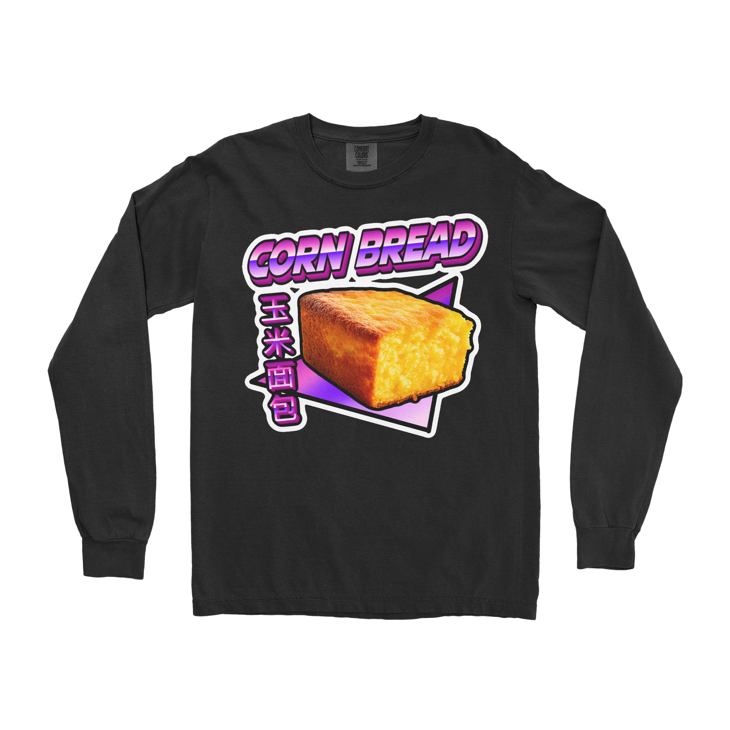 Comfort Colors Long Sleeve Corn Bread in Black