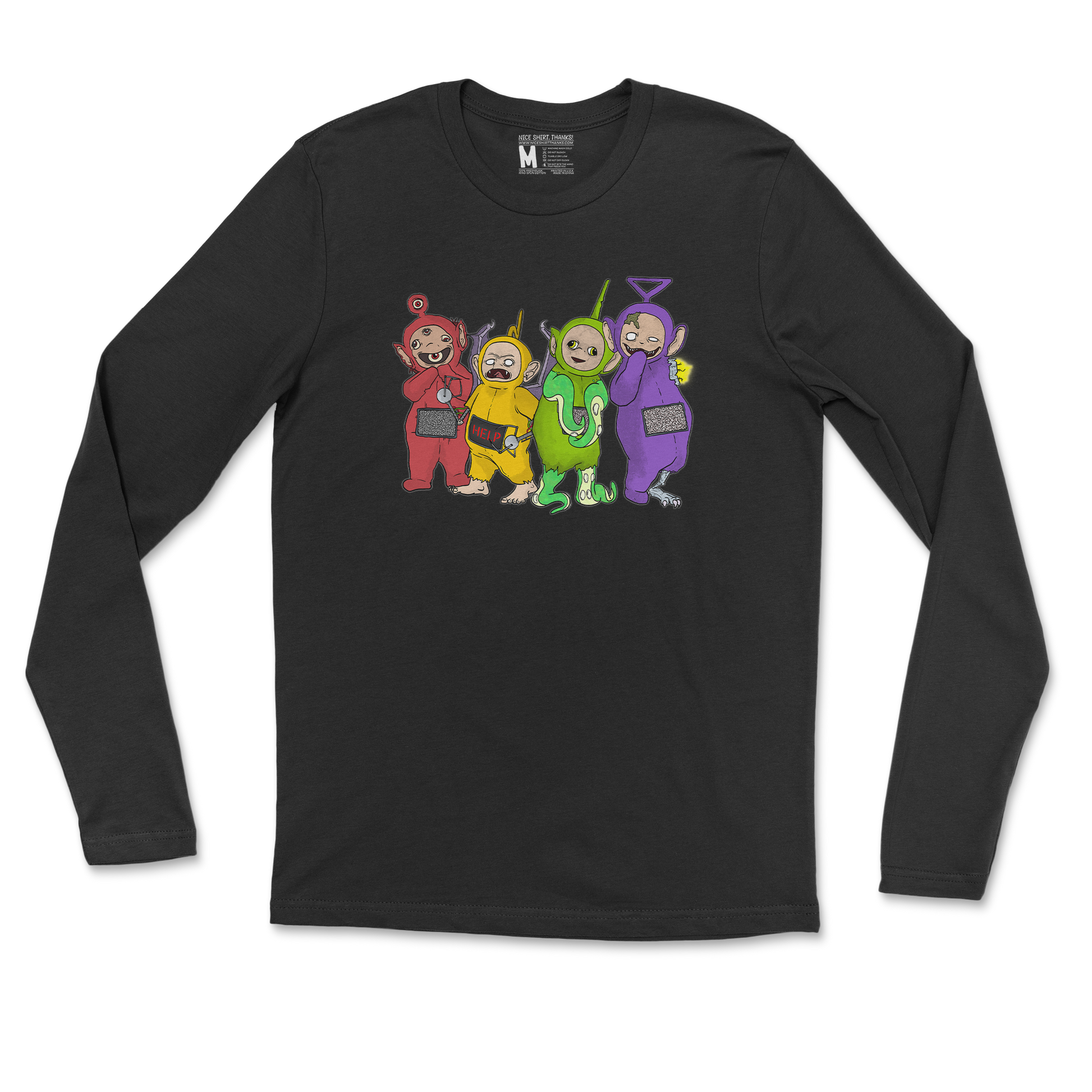 Gildan SoftStyle Long Sleeve Telatubbies in Black