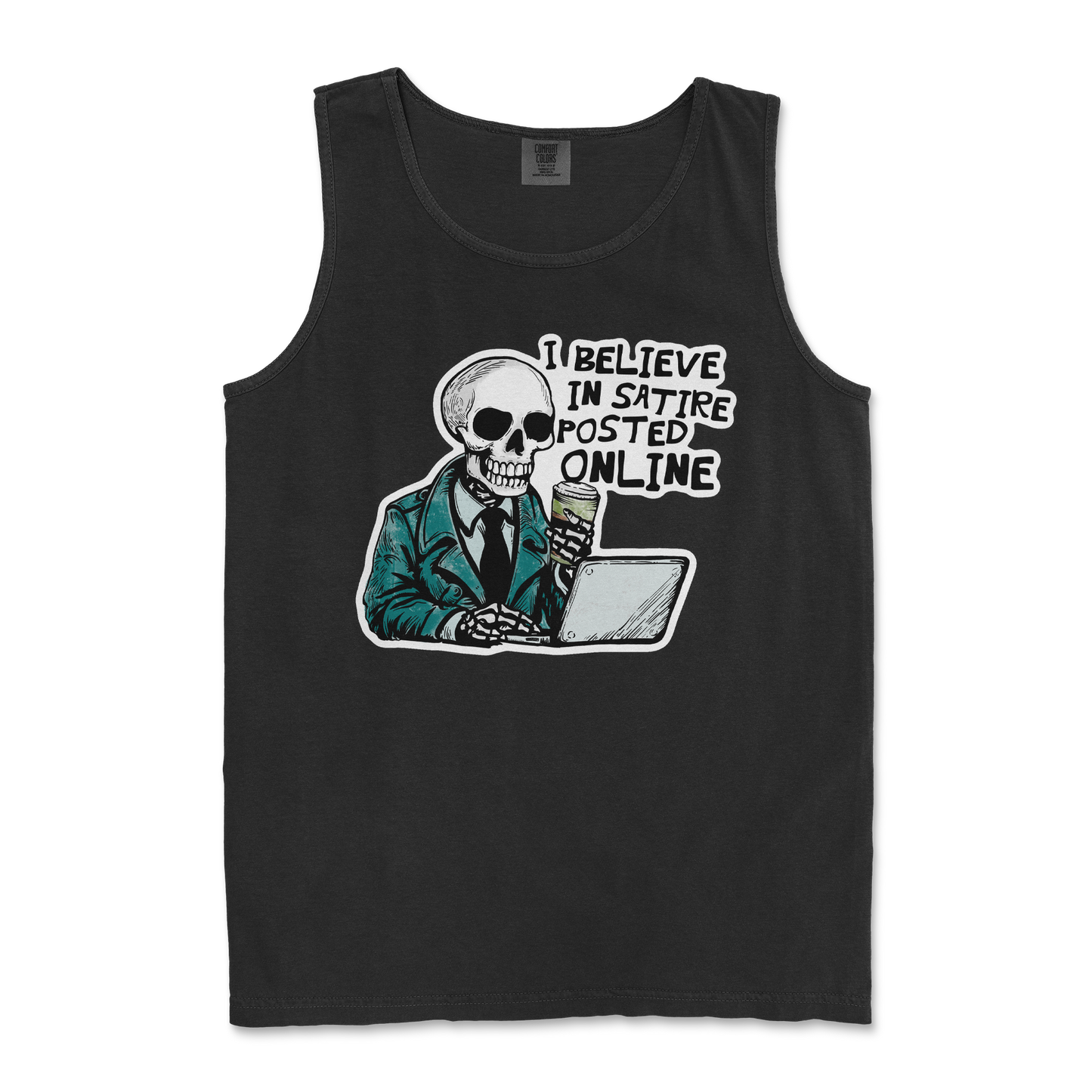 Comfort Colors Tank Top Believe in Satire in Black