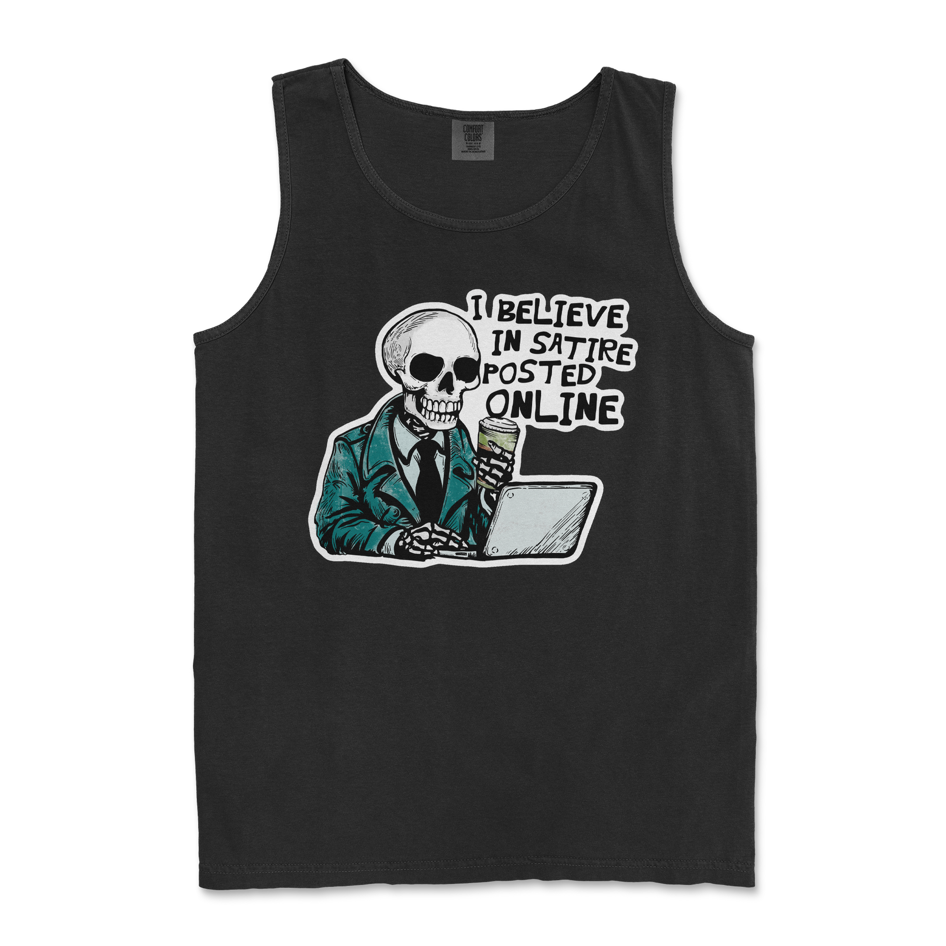 Comfort Colors Tank Top Believe in Satire in Black
