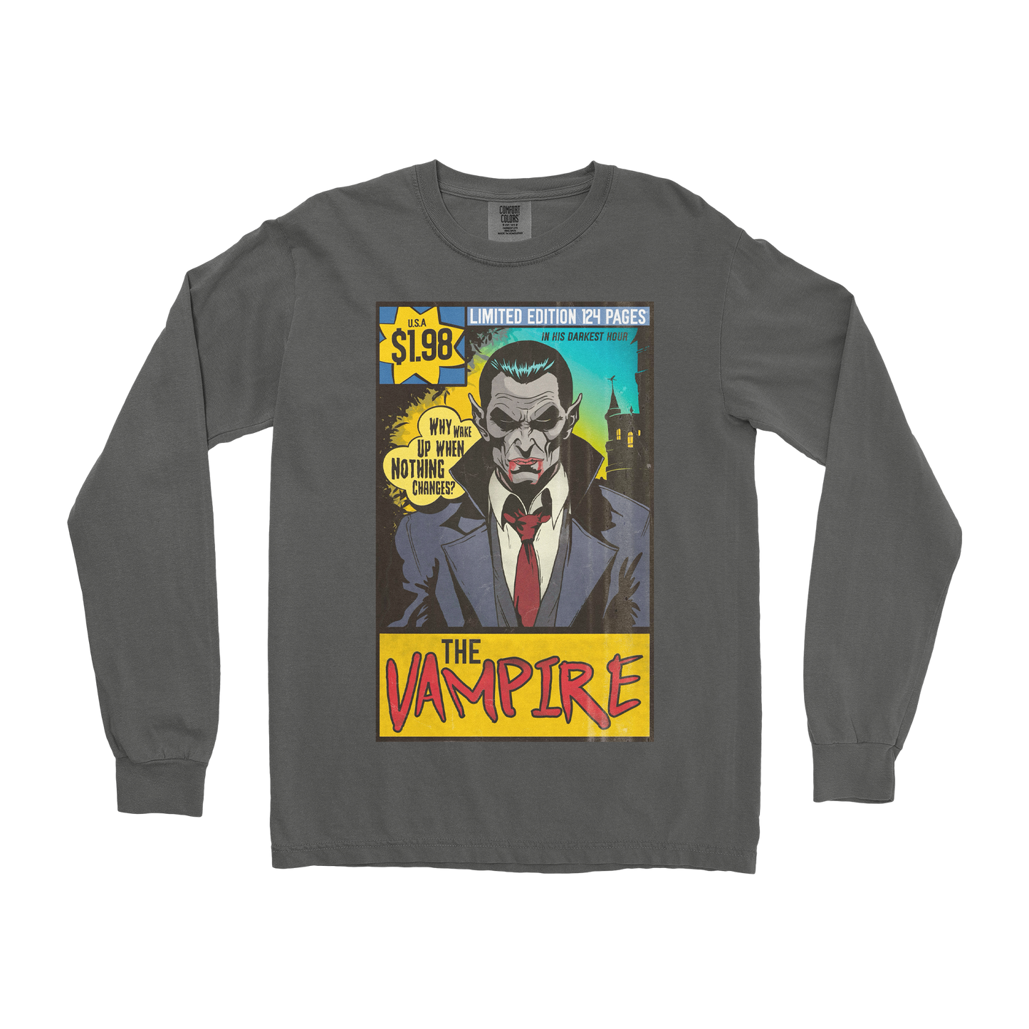 Comfort Colors Long Sleeve Sad Vampire in Pepper