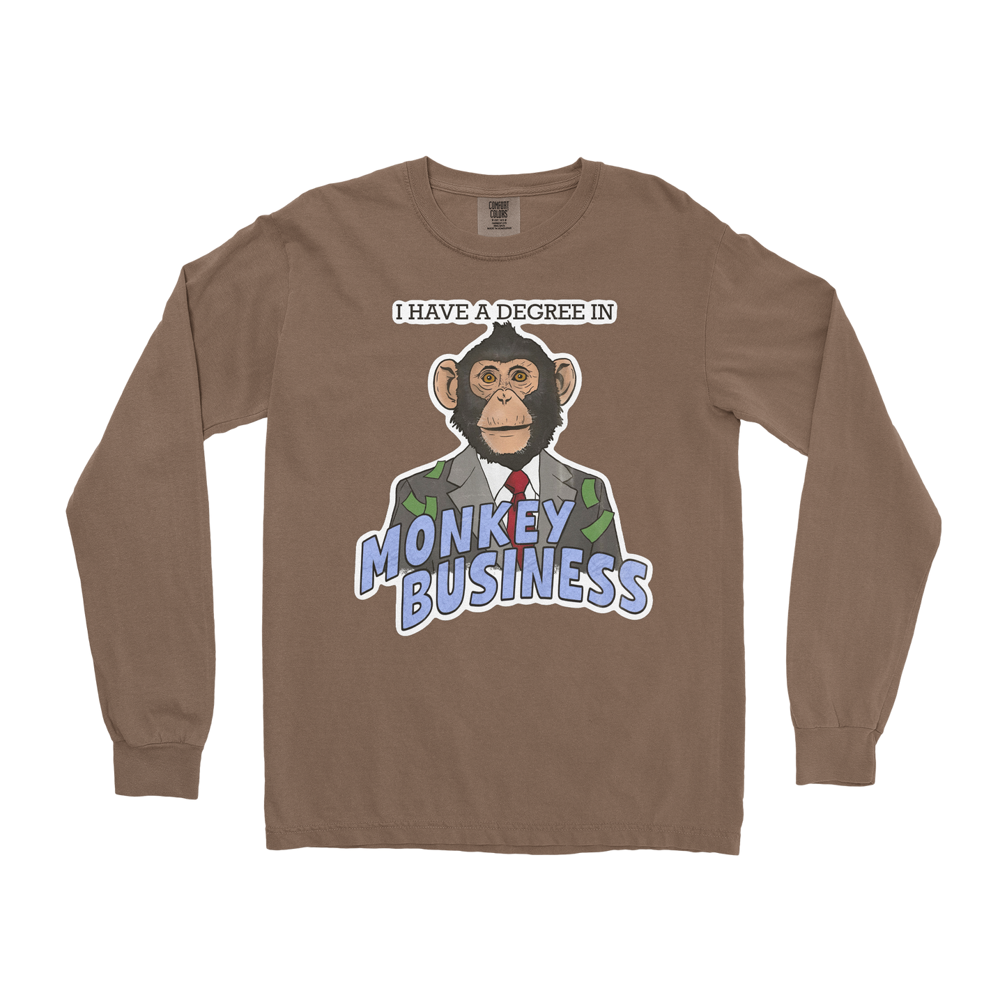 Comfort Colors Long Sleeve Monkey Business in Espresso
