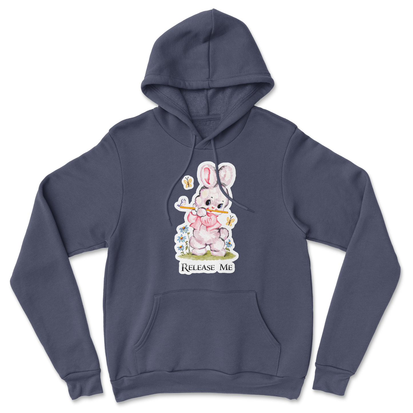 Heavy Blend Hoodie Cute Bunny in Navy