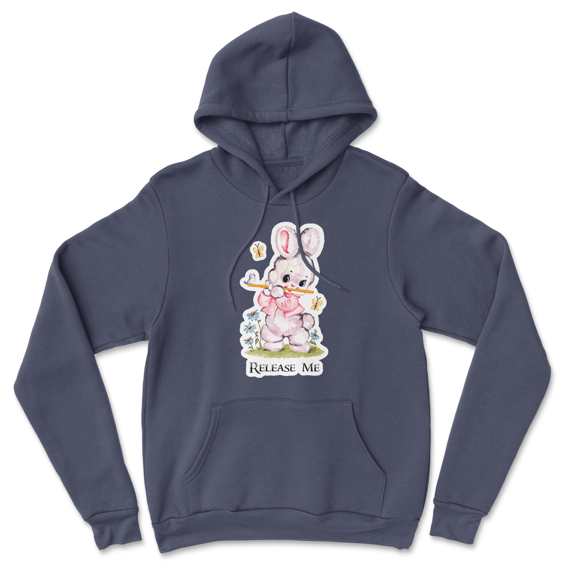 Heavy Blend Hoodie Cute Bunny in Navy