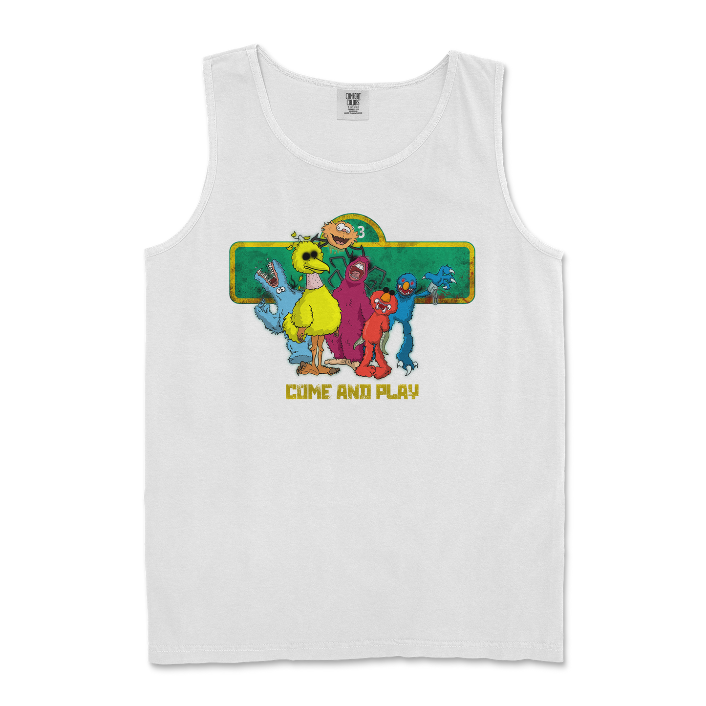 Comfort Colors Tank Top Cursed Sesame Street in White