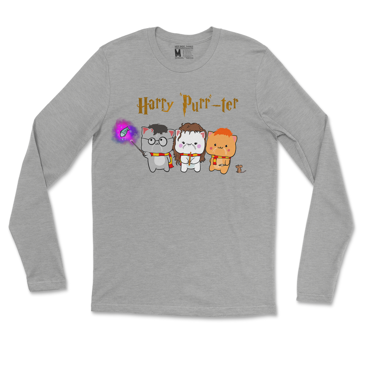Gildan SoftStyle Long Sleeve Harry Purrter in Sports Grey