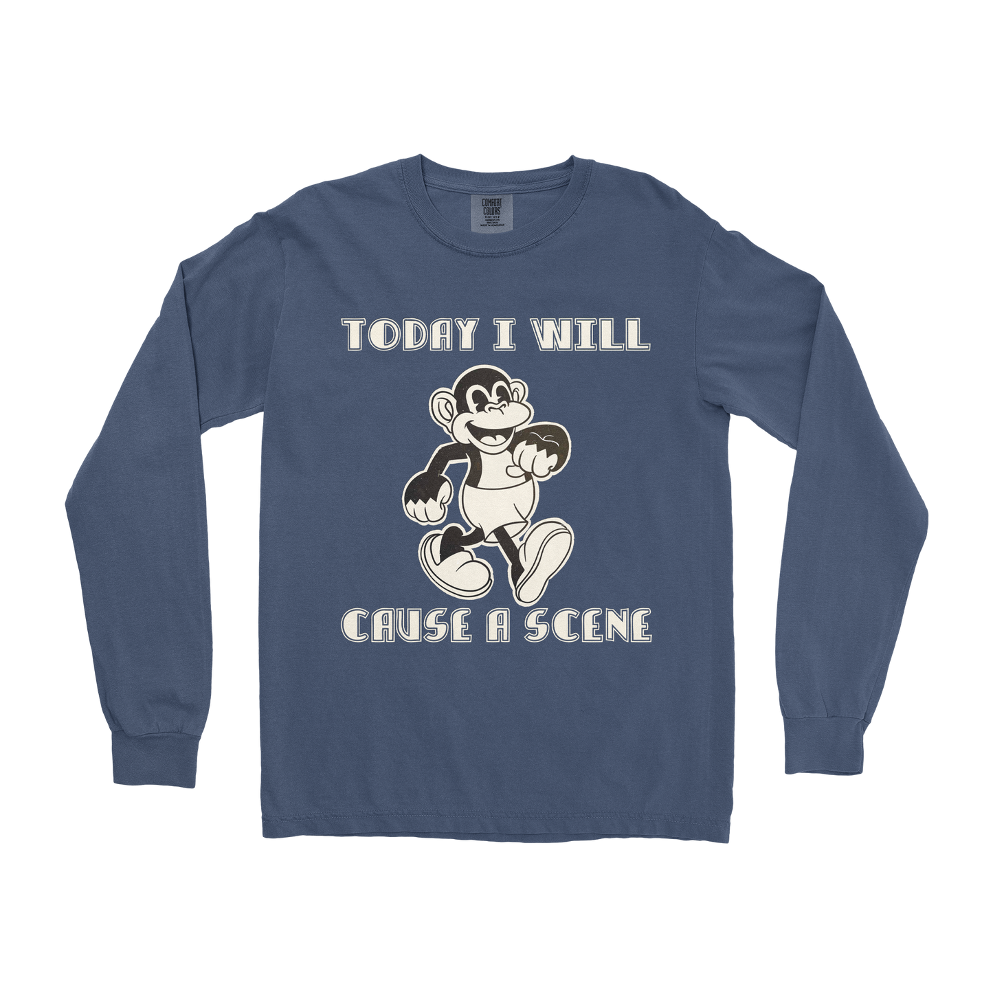 Comfort Colors Long Sleeve Cause A Scene in Midnight