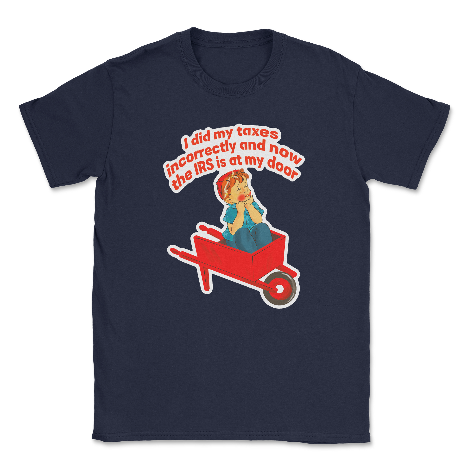 Heavy Blend T-Shirt Here Comes the IRS in Navy