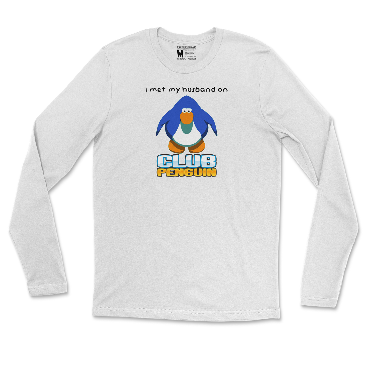 Gildan SoftStyle Long Sleeve Club Penguin Husband  in White