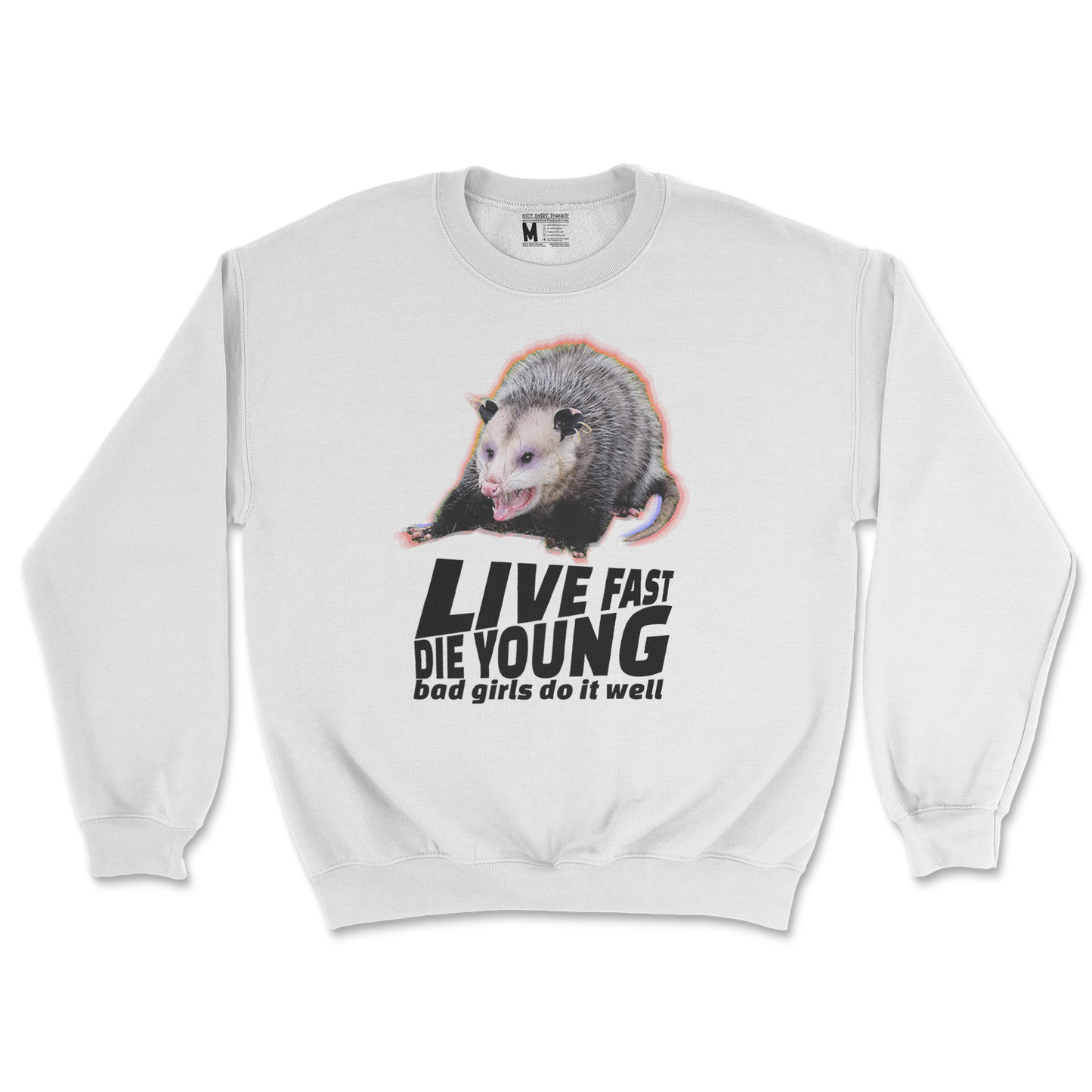 Gildan SoftStyle Crew Neck Live Fast Die Young in White