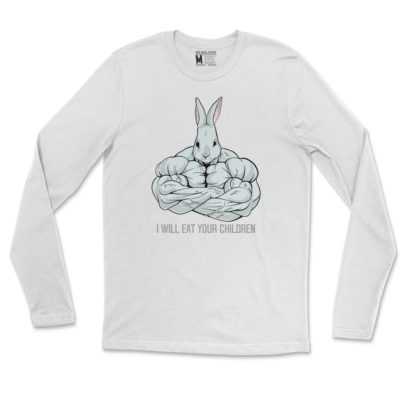 Gildan SoftStyle Long Sleeve Scary Rabbit in White
