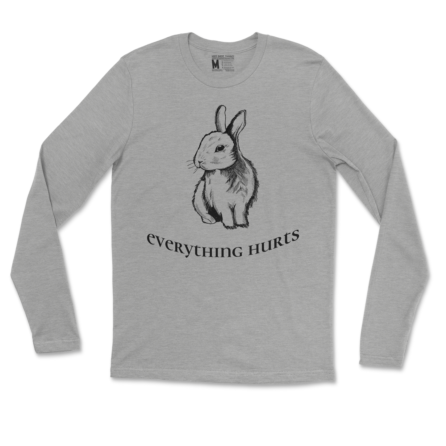 Gildan SoftStyle Long Sleeve Everything Hurts in Sports Grey