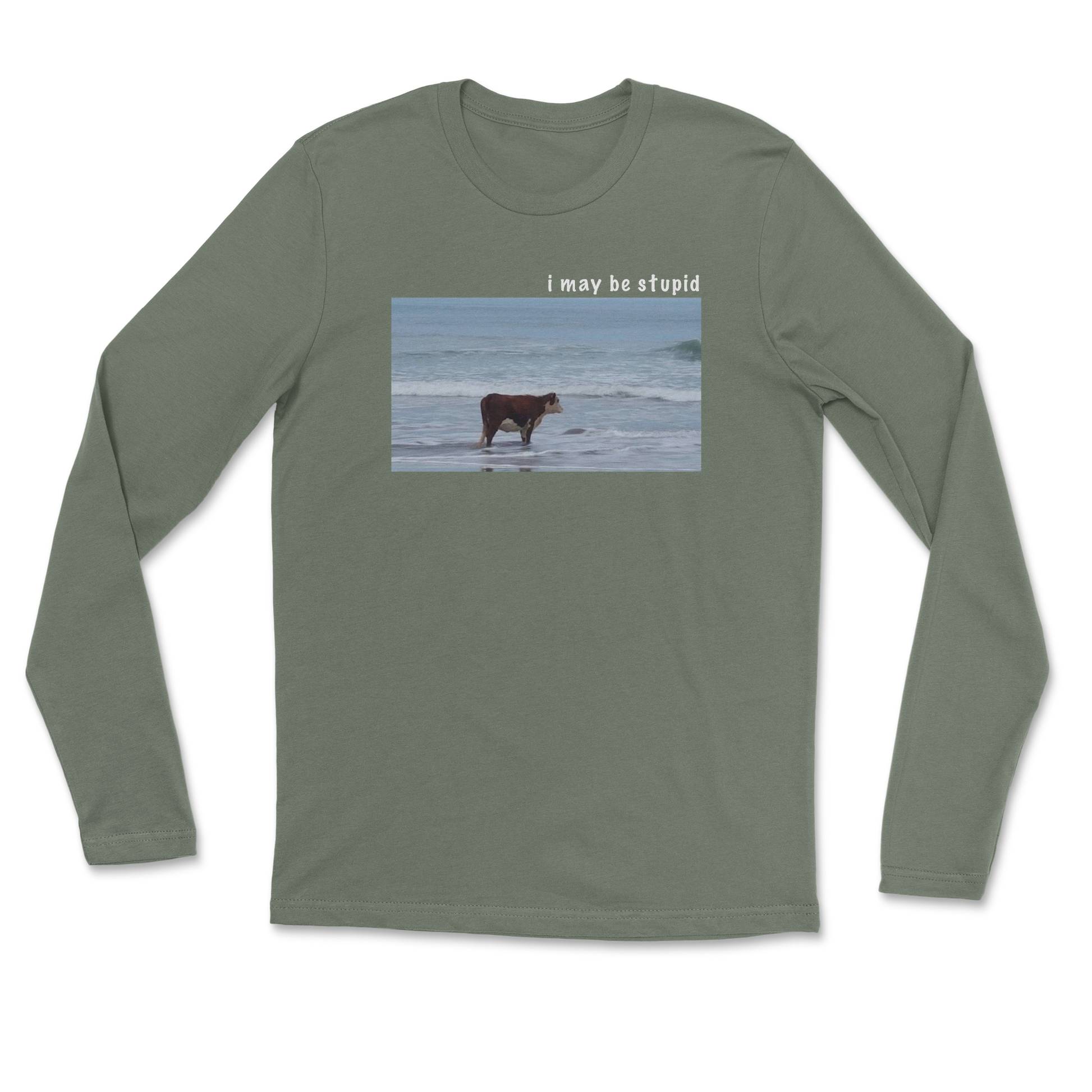 Heavy Blend Long Sleeve Stupid in Military Green
