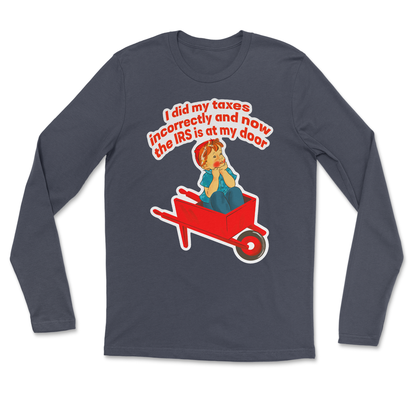 Heavy Blend Long Sleeve Here Comes the IRS in Navy