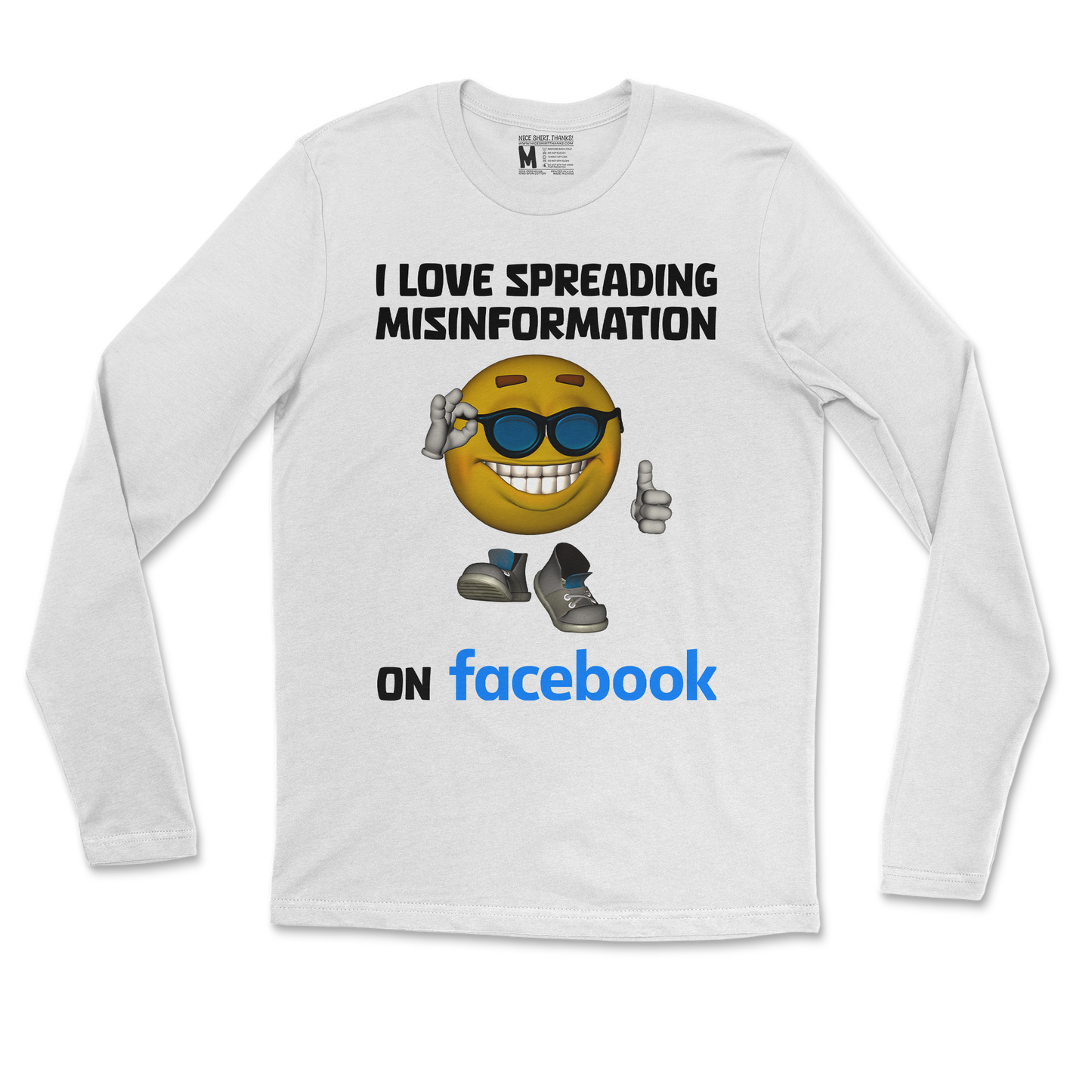 Gildan SoftStyle Long Sleeve Spreadin Misinformation in White