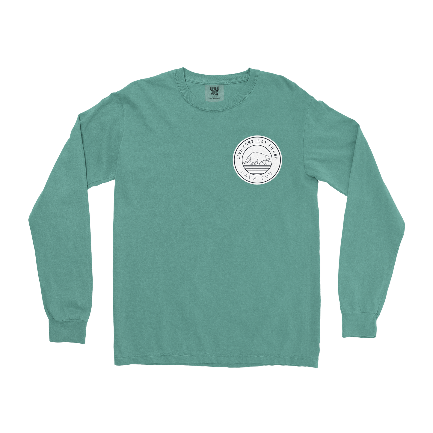 Comfort Colors Long Sleeve Raccoon Logo  in Light-Green
