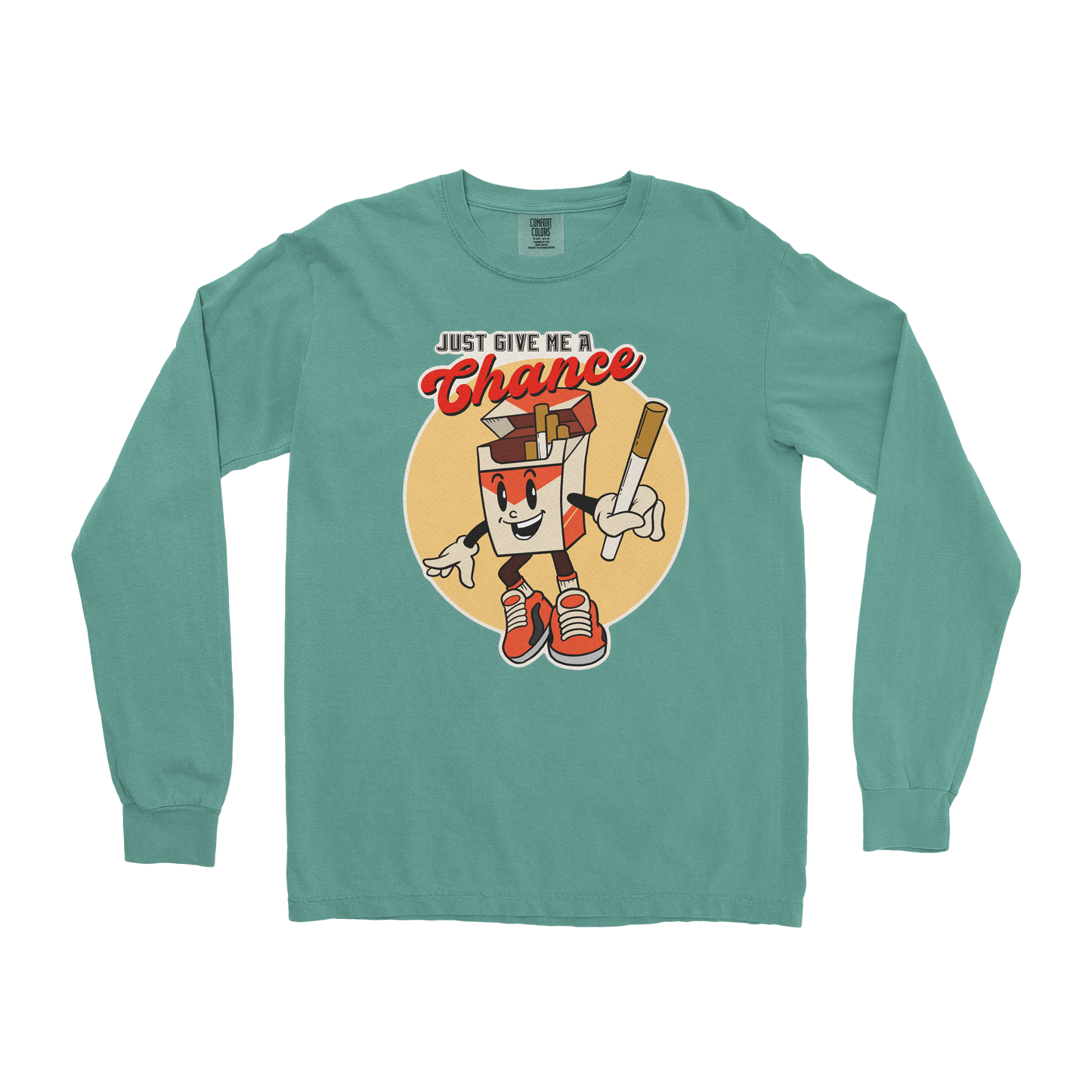 Comfort Colors Long Sleeve Vintage Cigarette in Light Green