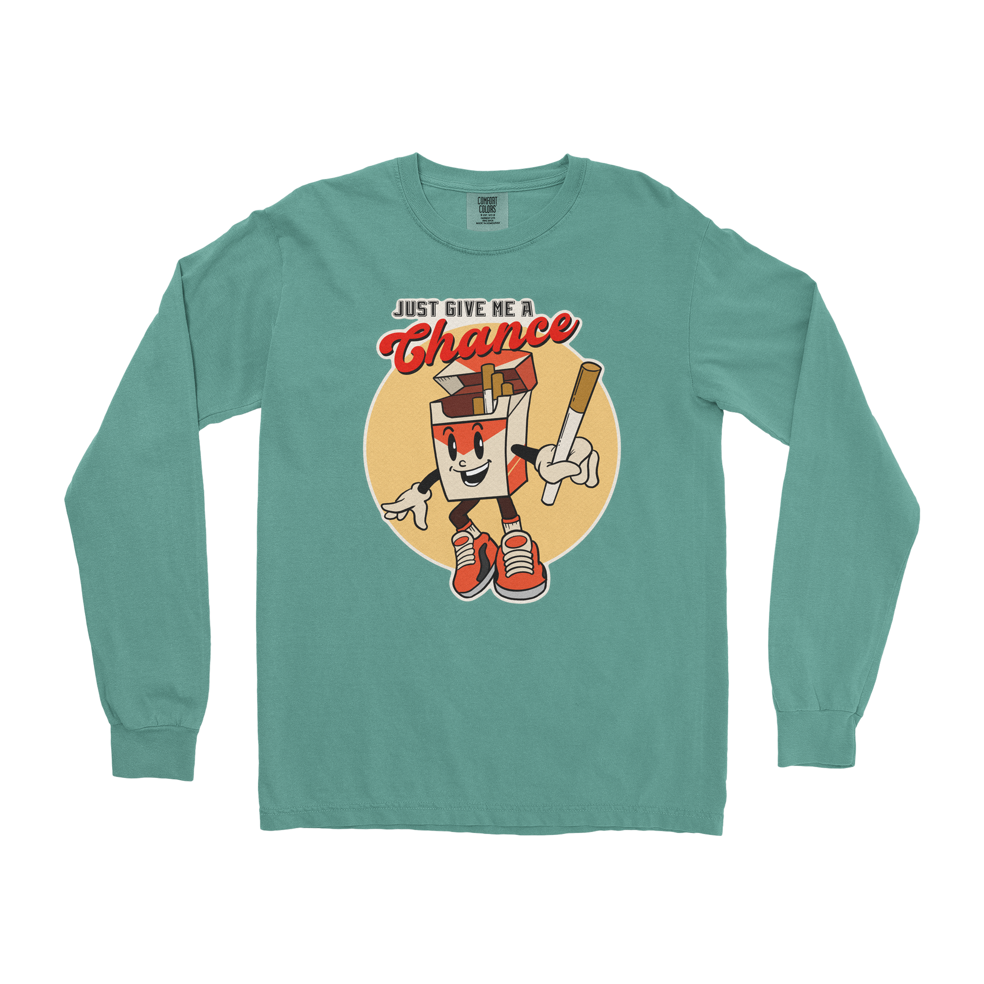 Comfort Colors Long Sleeve Vintage Cigarette in Light Green