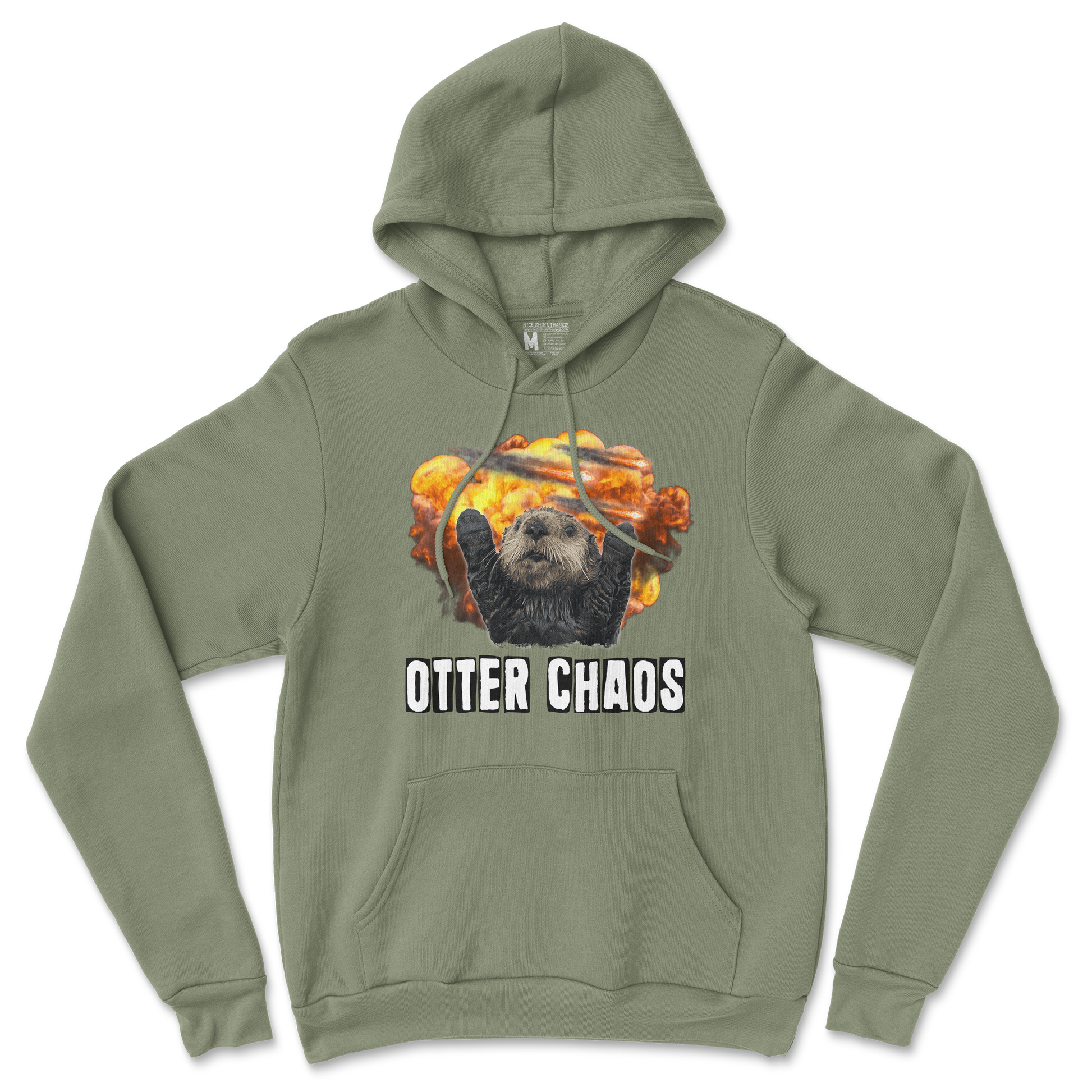 Gildan SoftStyle Hoodie Otter Chaos in Military Green