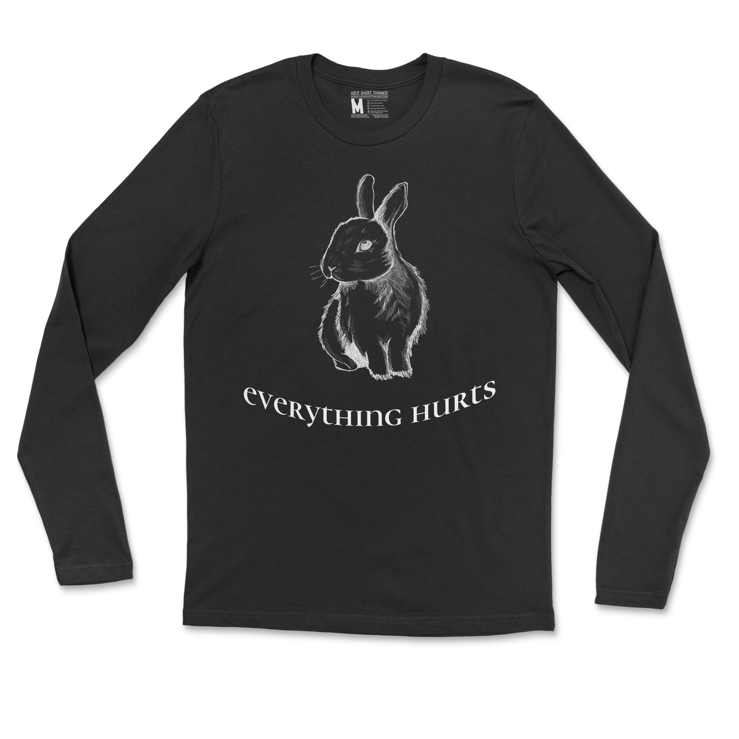 Gildan SoftStyle Long Sleeve Everything Hurts in Black