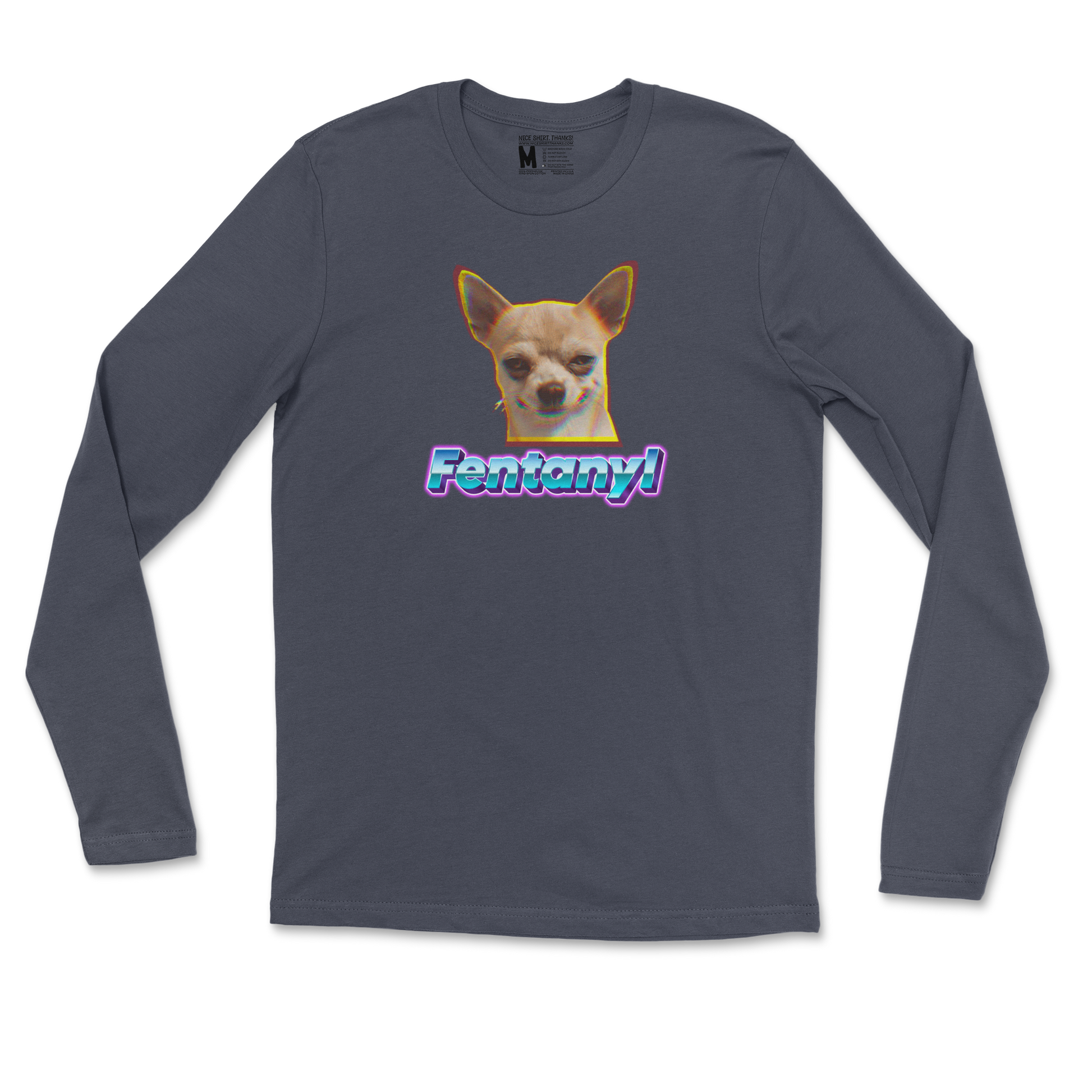 Gildan SoftStyle Long Sleeve Fent in Navy