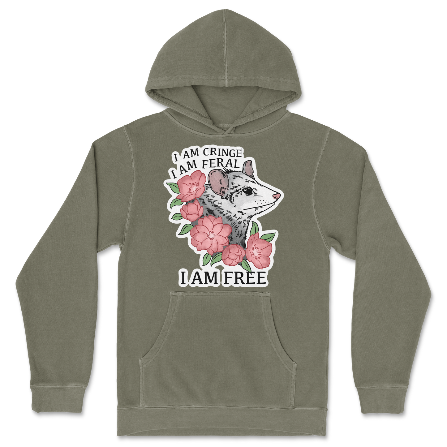 Independent Clothing Co. Hoodie I Am Cringe in Olive