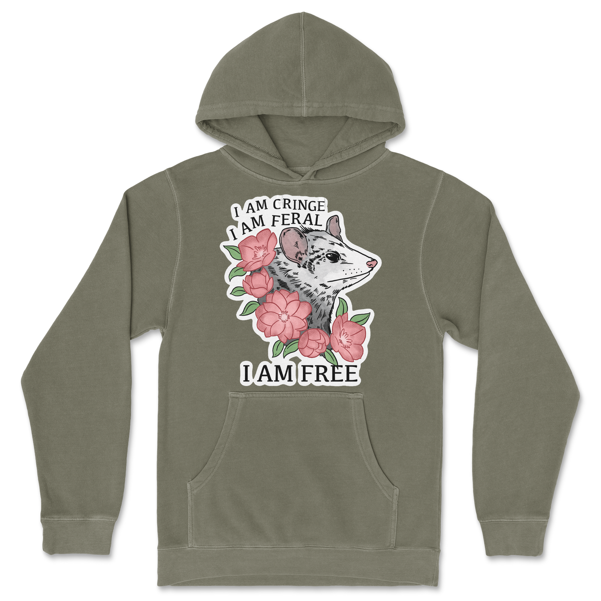 Independent Clothing Co. Hoodie I Am Cringe  in Olive