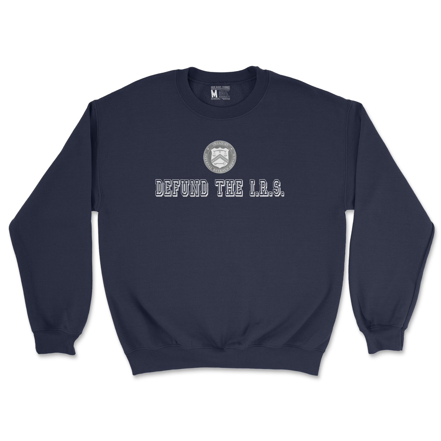 Gildan SoftStyle Crew Neck Defund The I.R.S. in Navy