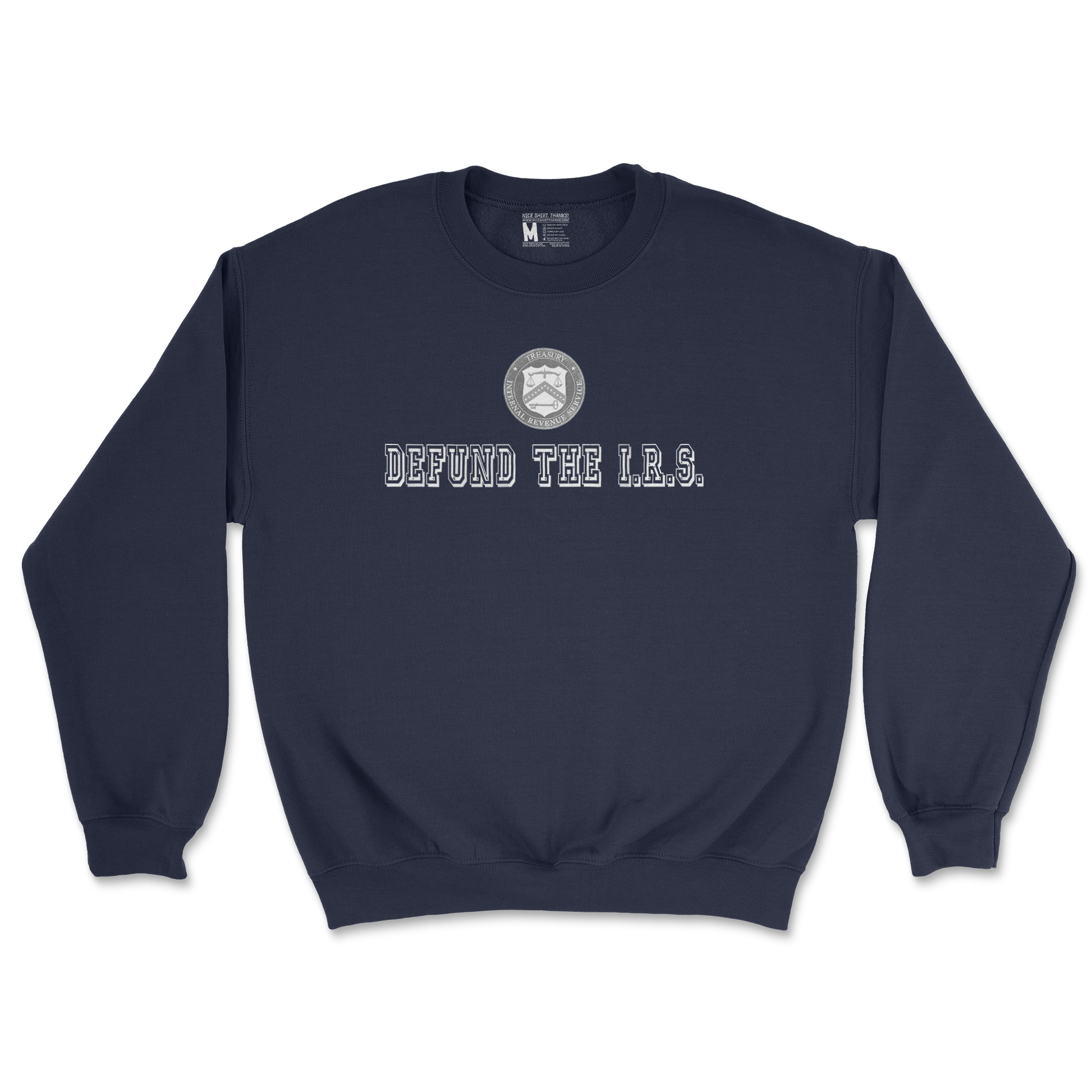 Gildan SoftStyle Crew Neck Defund The I.R.S. in Navy