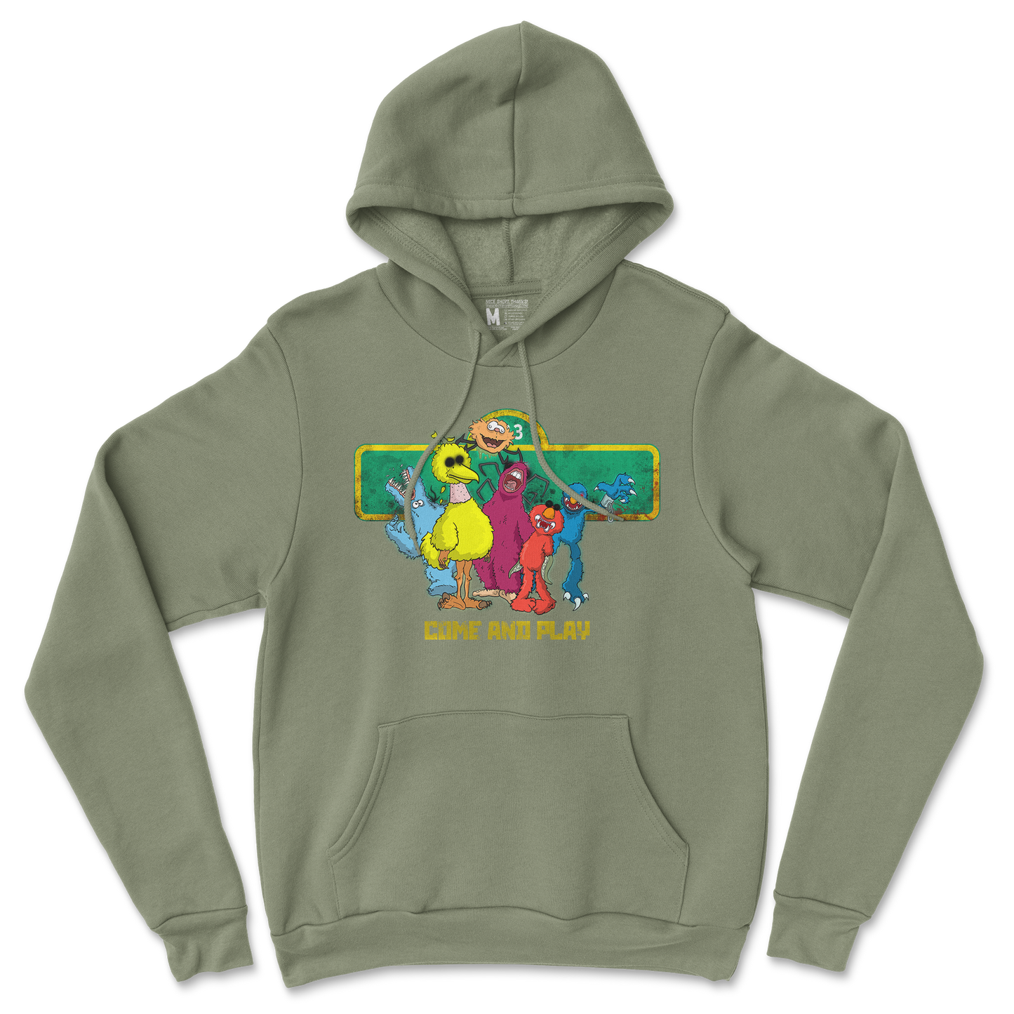 Gildan SoftStyle Hoodie Cursed Sesame Street in Military Green