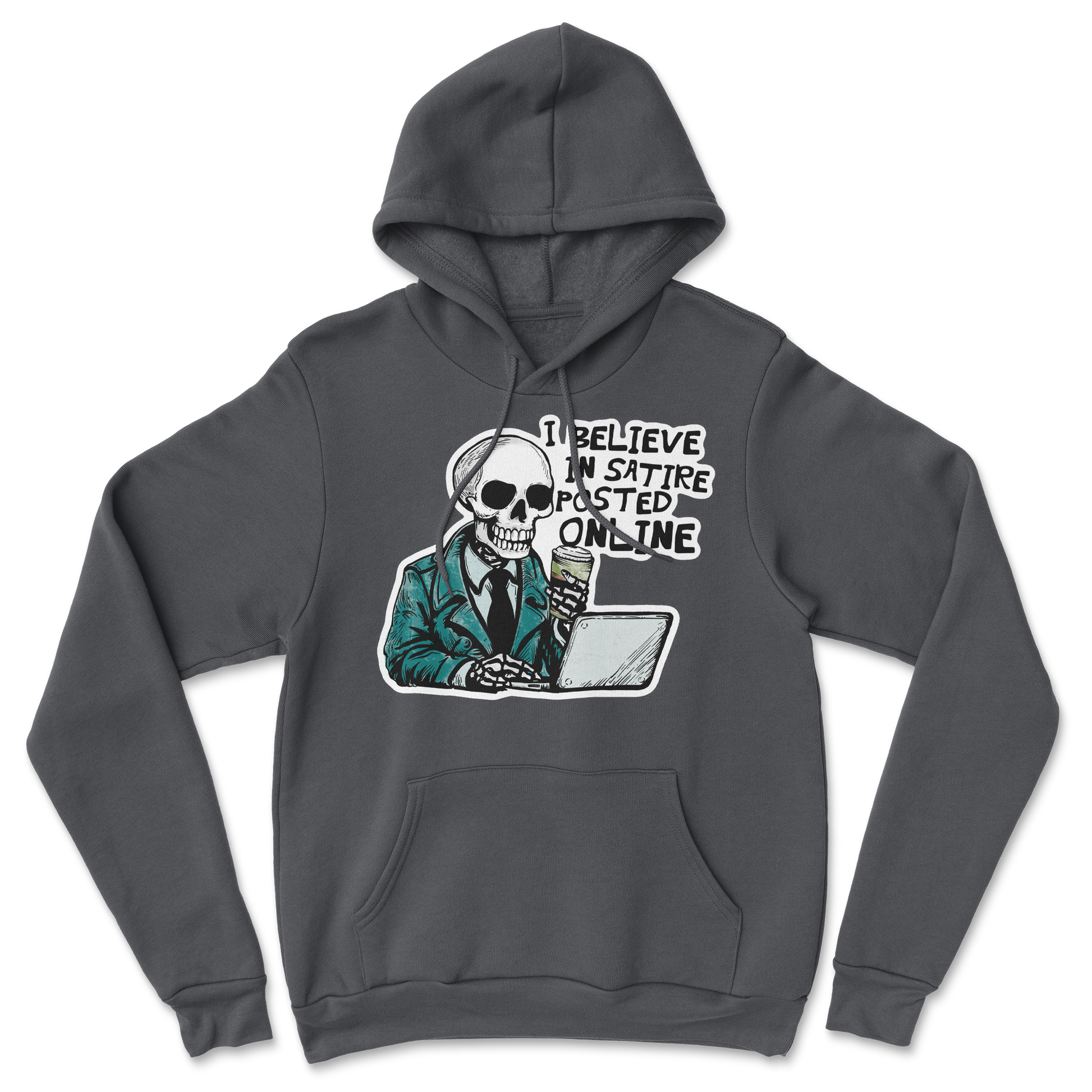 Heavy Blend Hoodie Believe in Satire in Black