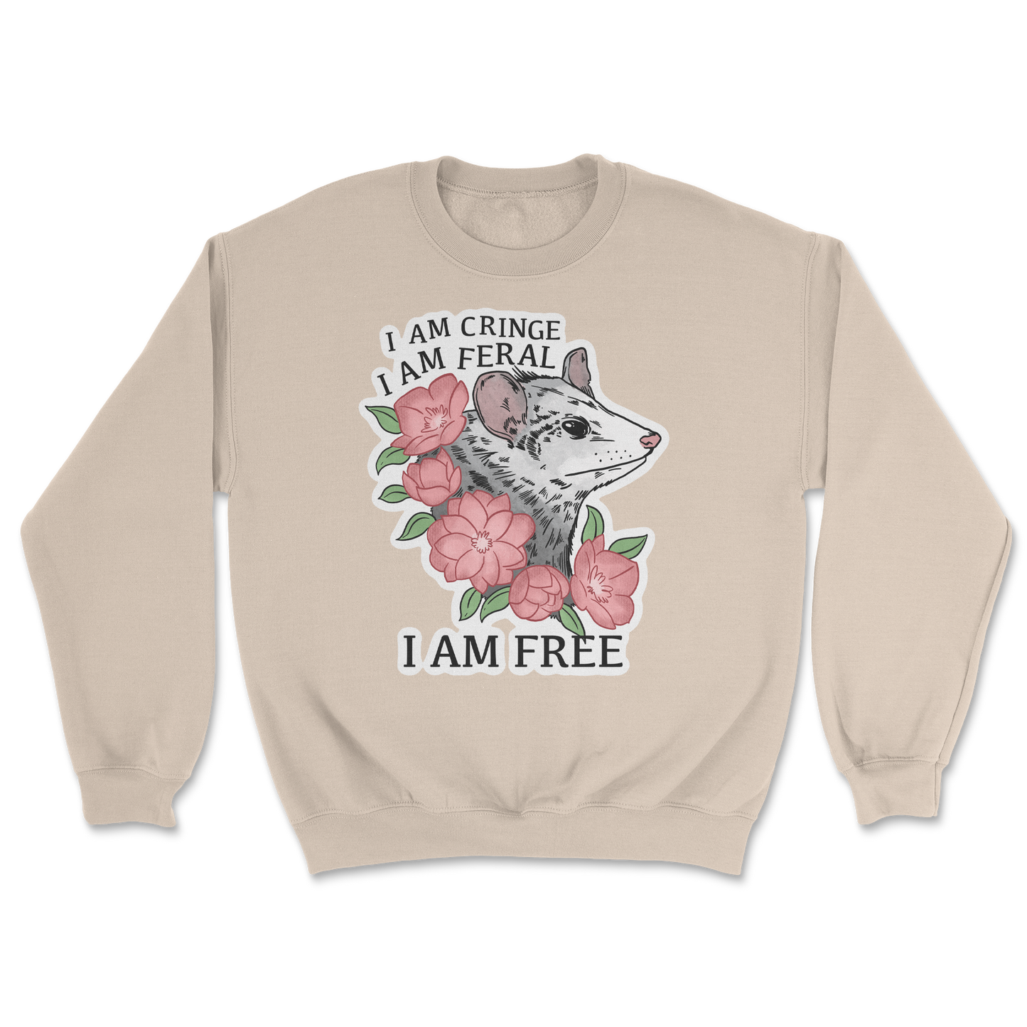 The Nice Shirt Crew Neck I Am Cringe in Sand