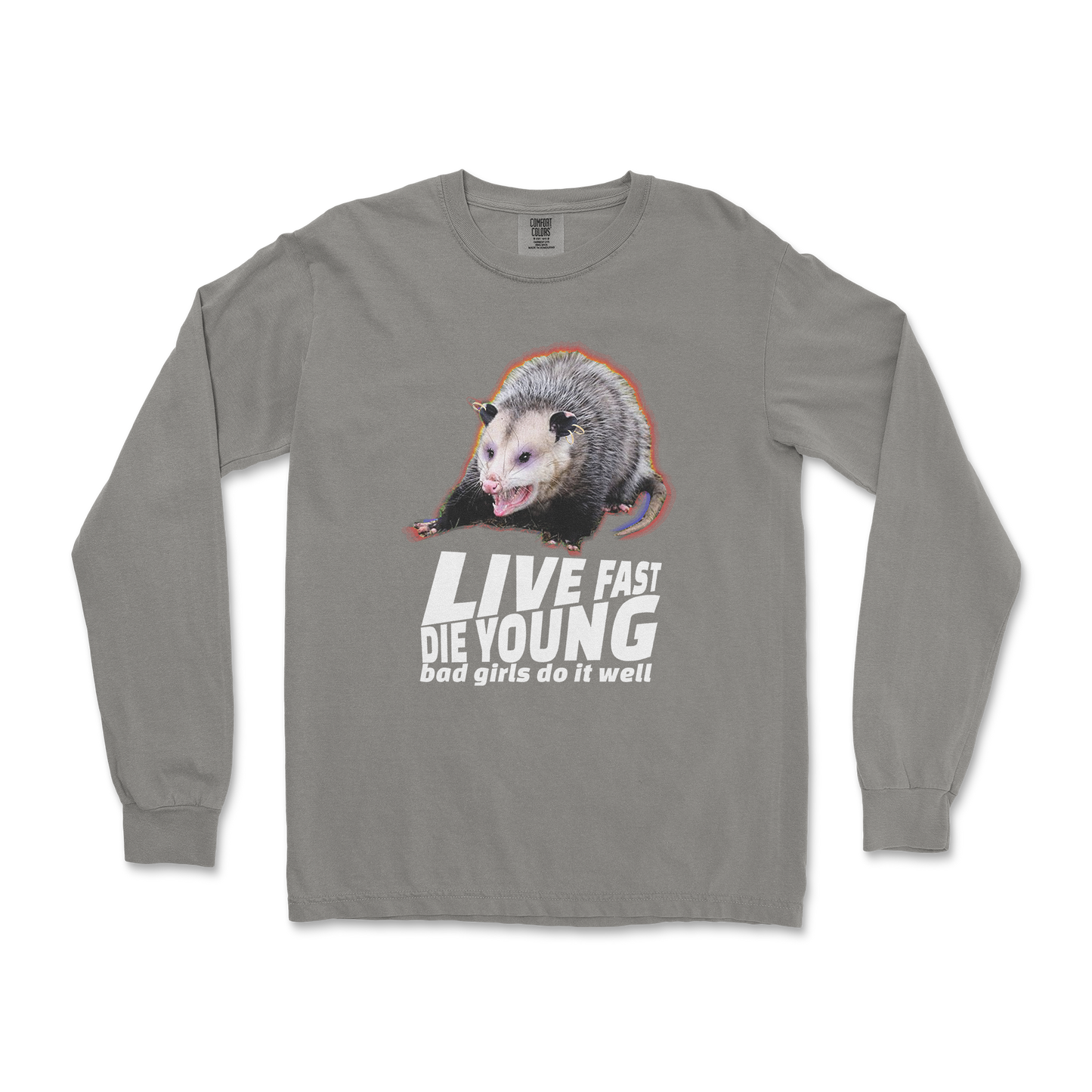 Comfort Colors Long Sleeve Live Fast Die Young in Grey