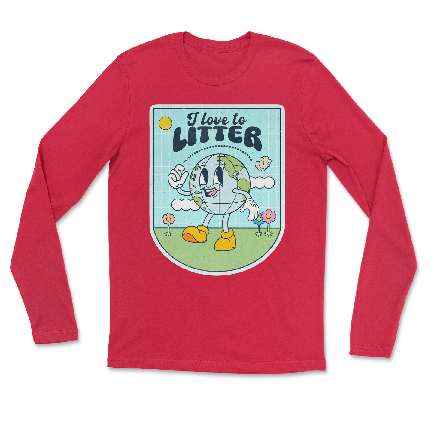 Heavy Blend Long Sleeve Earth Day in Red
