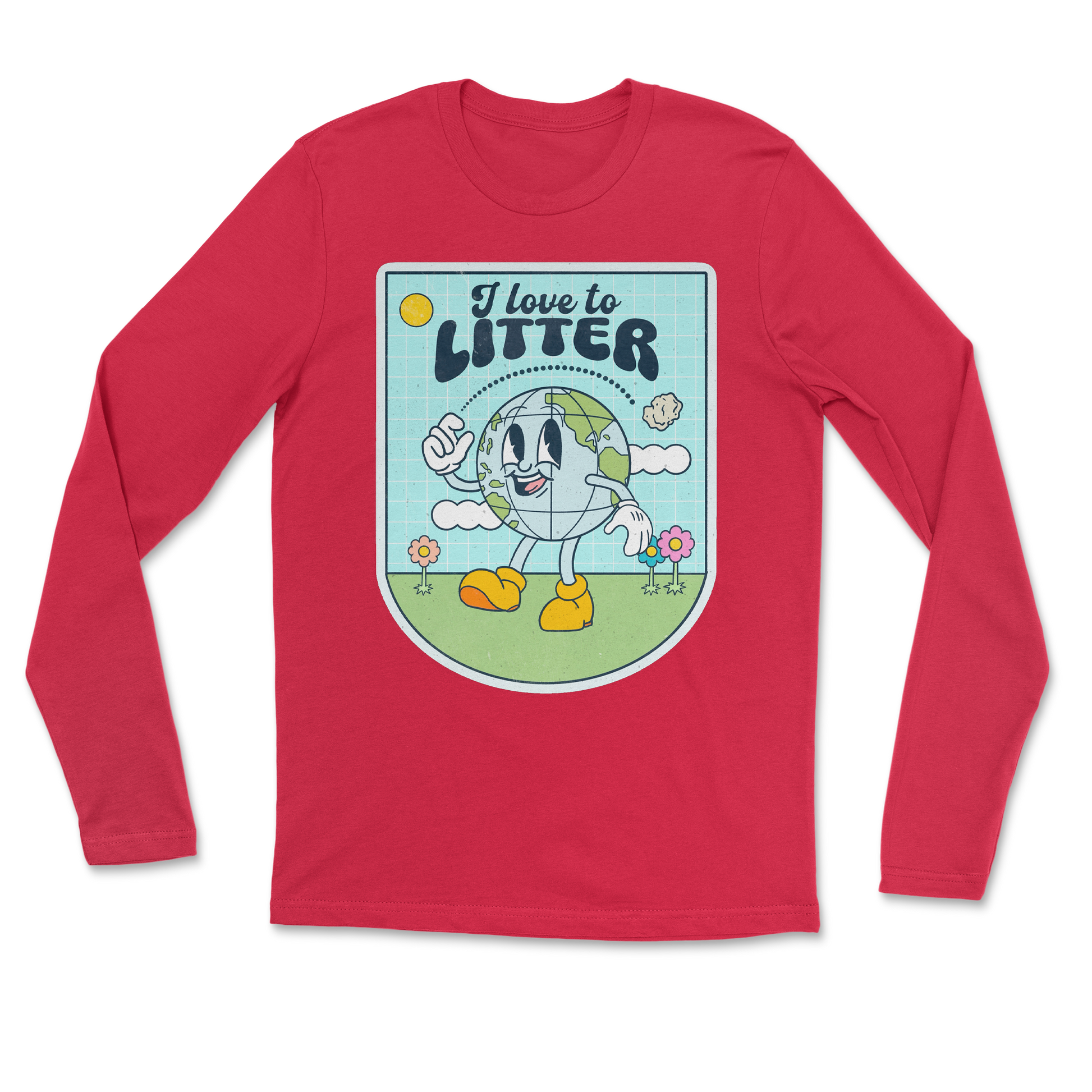 Heavy Blend Long Sleeve Earth Day in Red