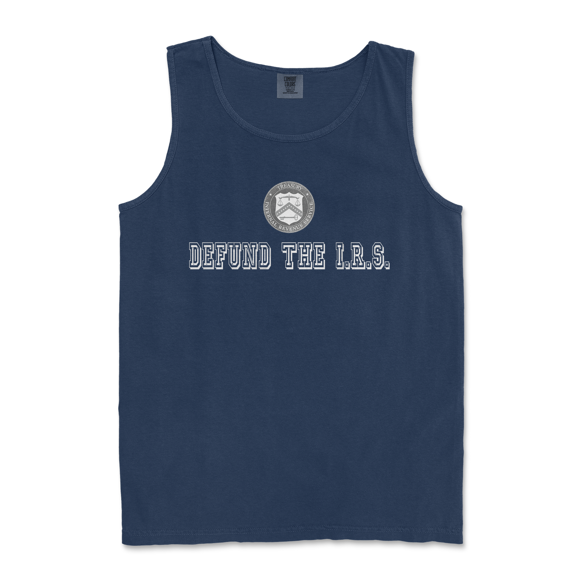 Comfort Colors Tank Top Defund The I.R.S. in TrueNavy