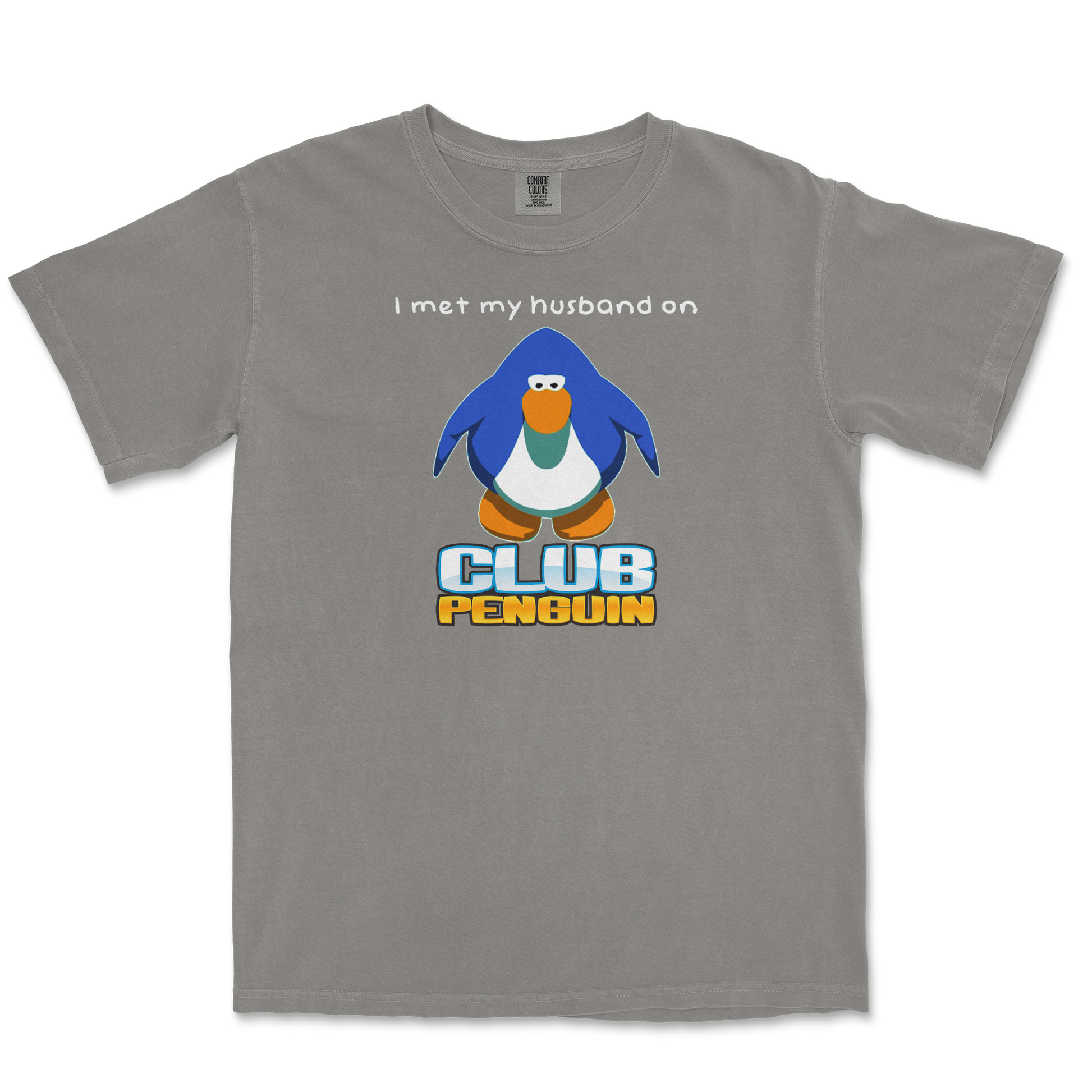 Comfort Colors T-Shirt Club Penguin Husband  in Grey