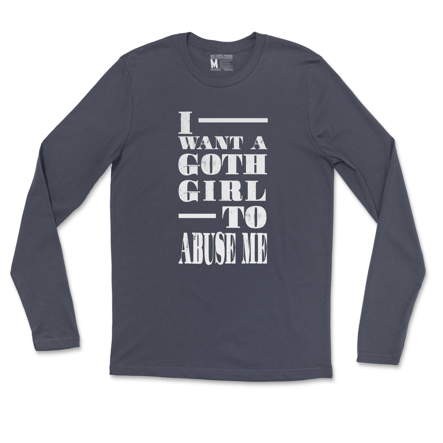 Gildan SoftStyle Long Sleeve I Want A Goth GF in Navy